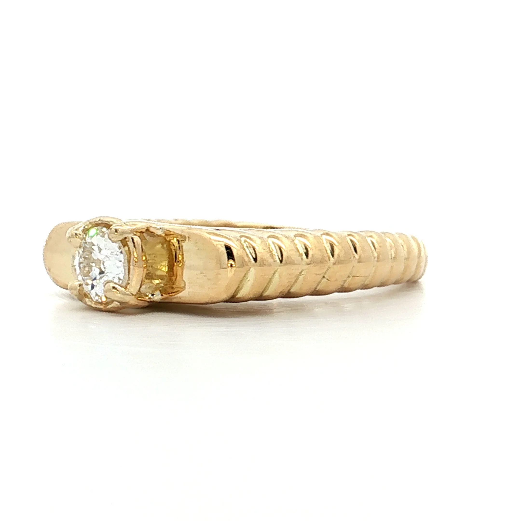 .37 Vintage Diamond Stacking Ring in 14k Yellow Gold - Image 2