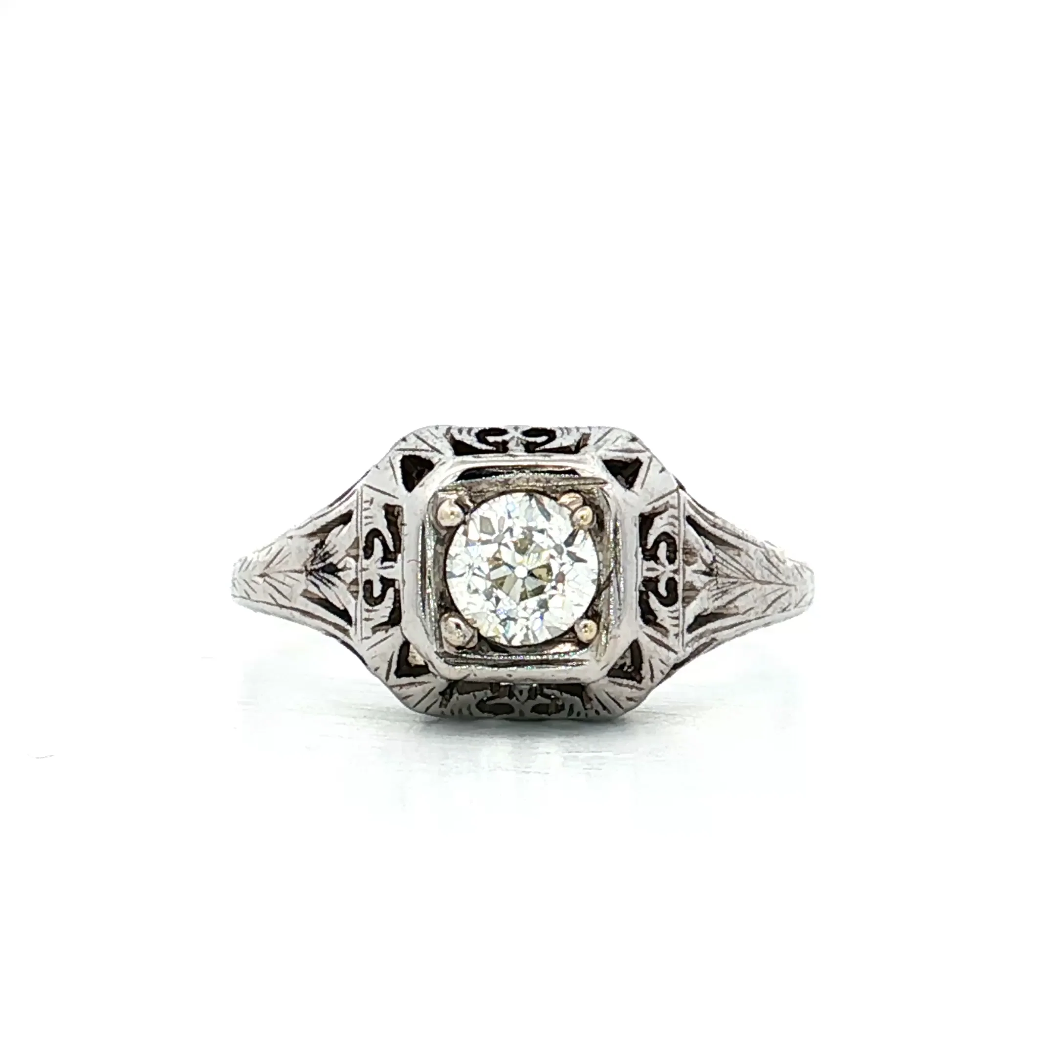 .38 Antique Old European Diamond Engagement Ring in 14k