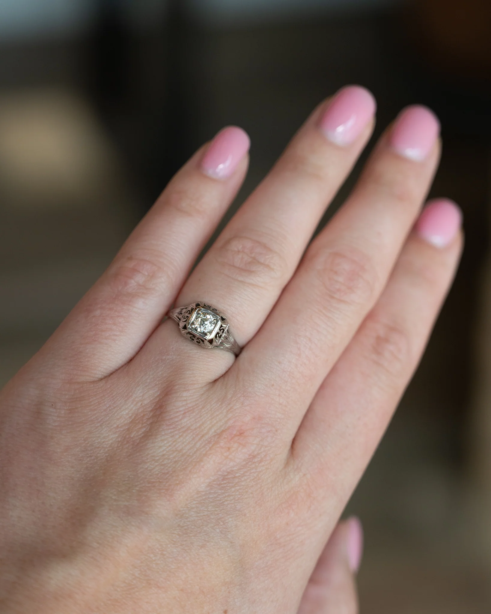 .38 Antique Old European Diamond Engagement Ring in 14k - Image 7