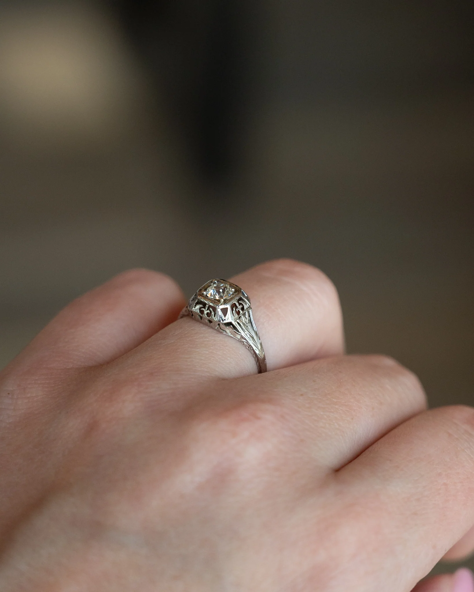 .38 Antique Old European Diamond Engagement Ring in 14k - Image 8