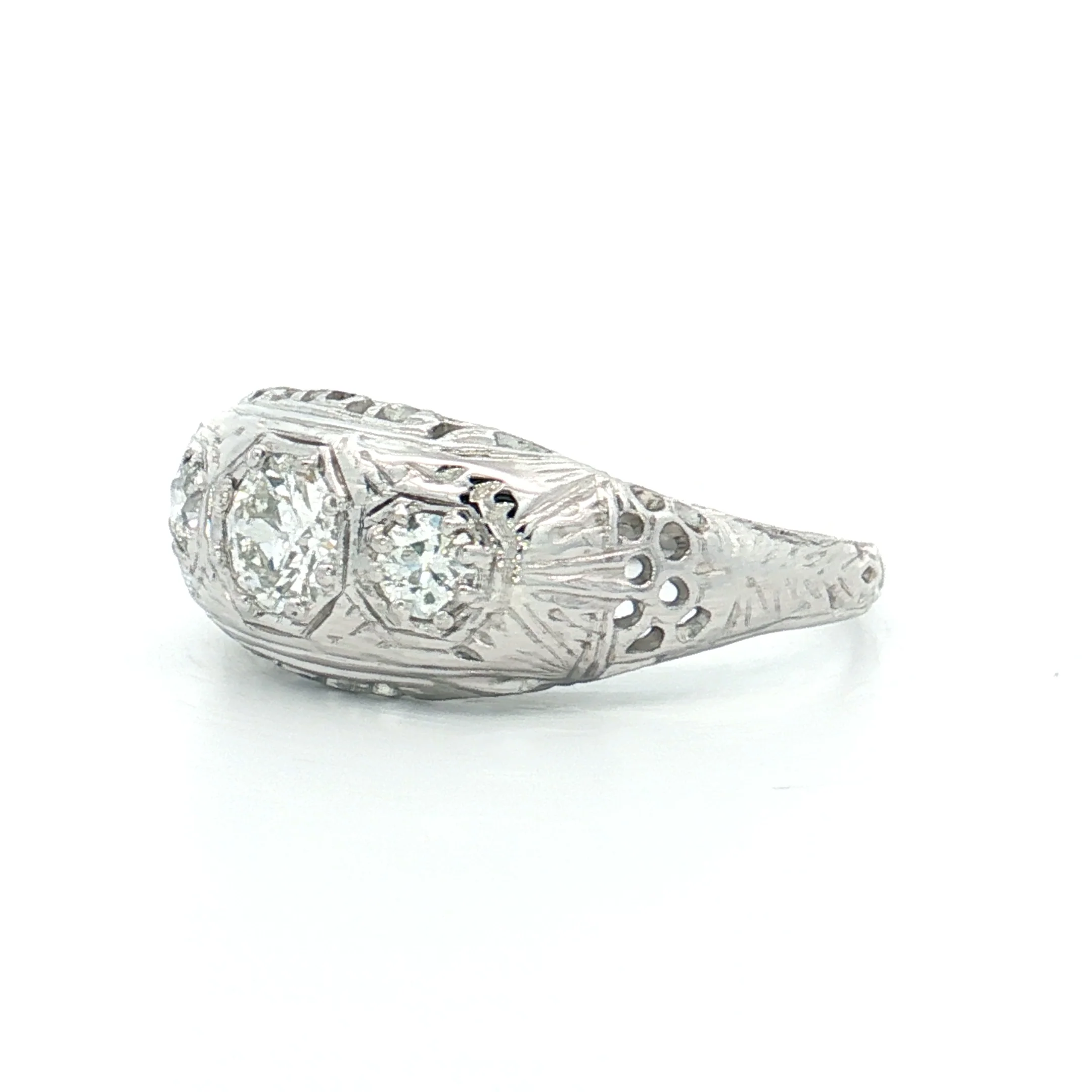 .38 Antique Three-Stone Diamond Engagement Ring 18k - Image 2
