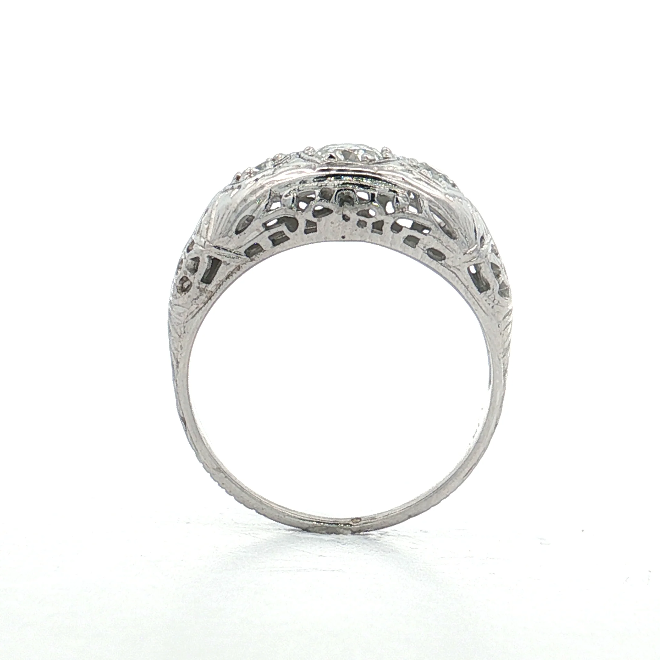 .38 Antique Three-Stone Diamond Engagement Ring 18k - Image 4