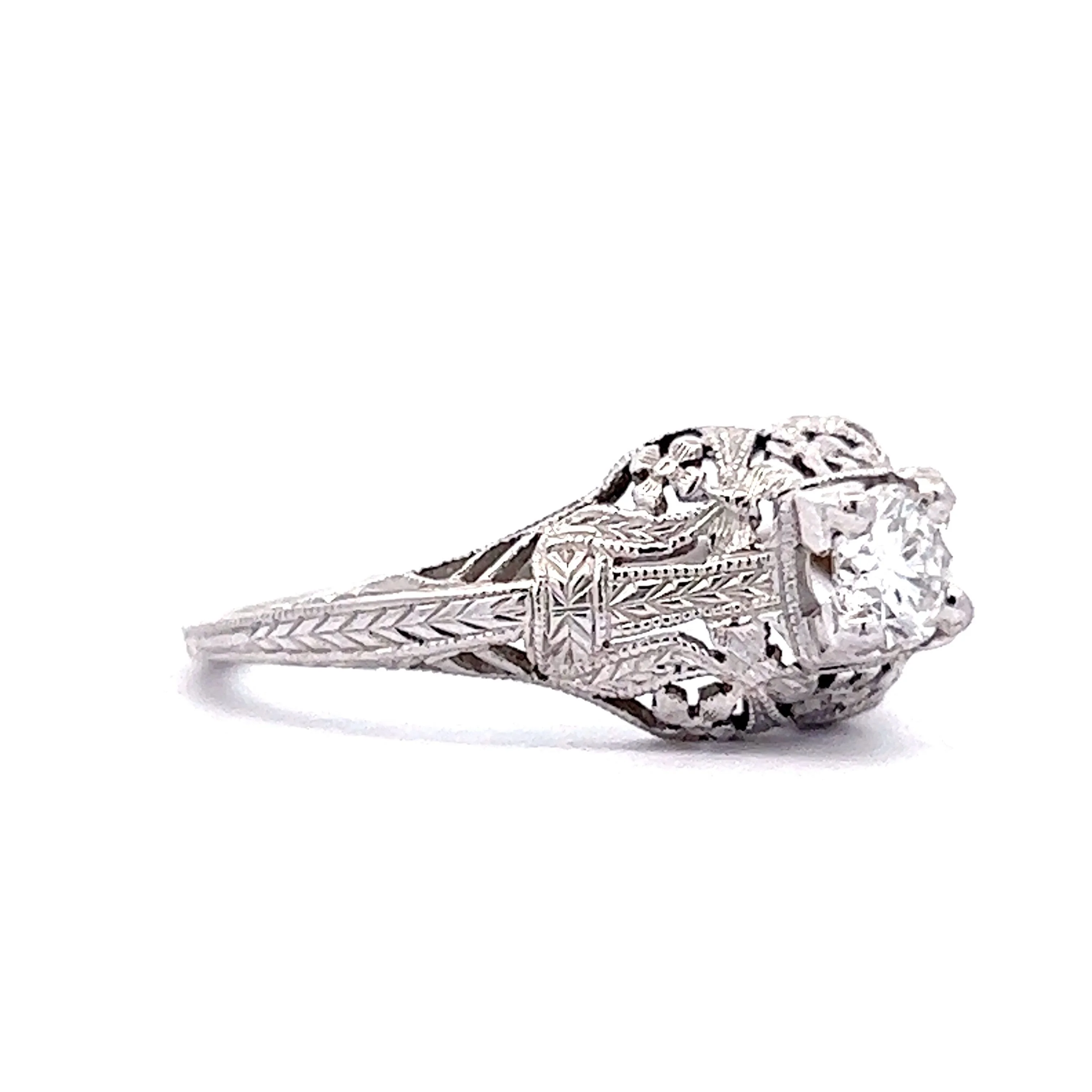 .38 Art Deco Diamond Engagement Ring in 18K White Gold - Image 3