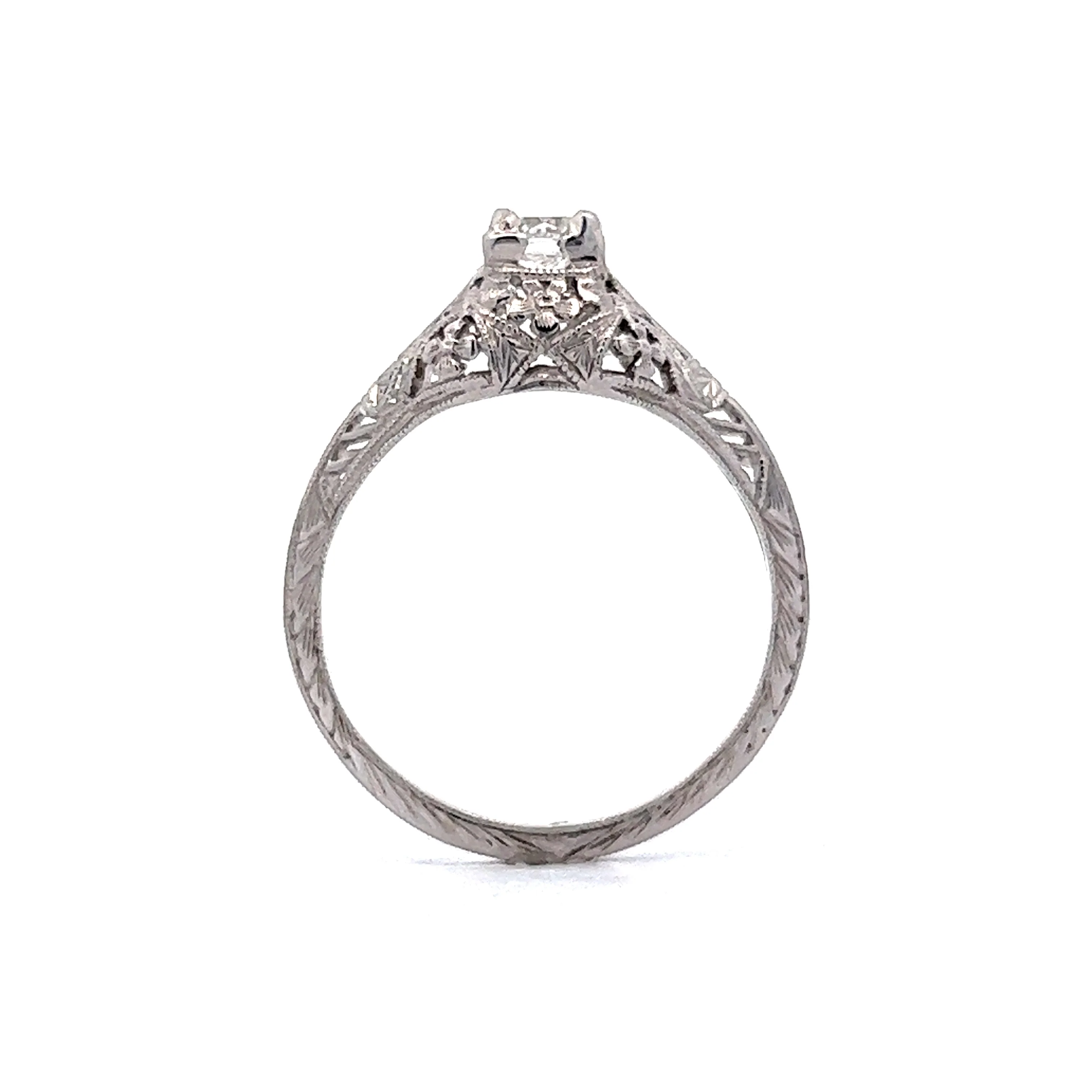 .38 Art Deco Diamond Engagement Ring in 18K White Gold - Image 4