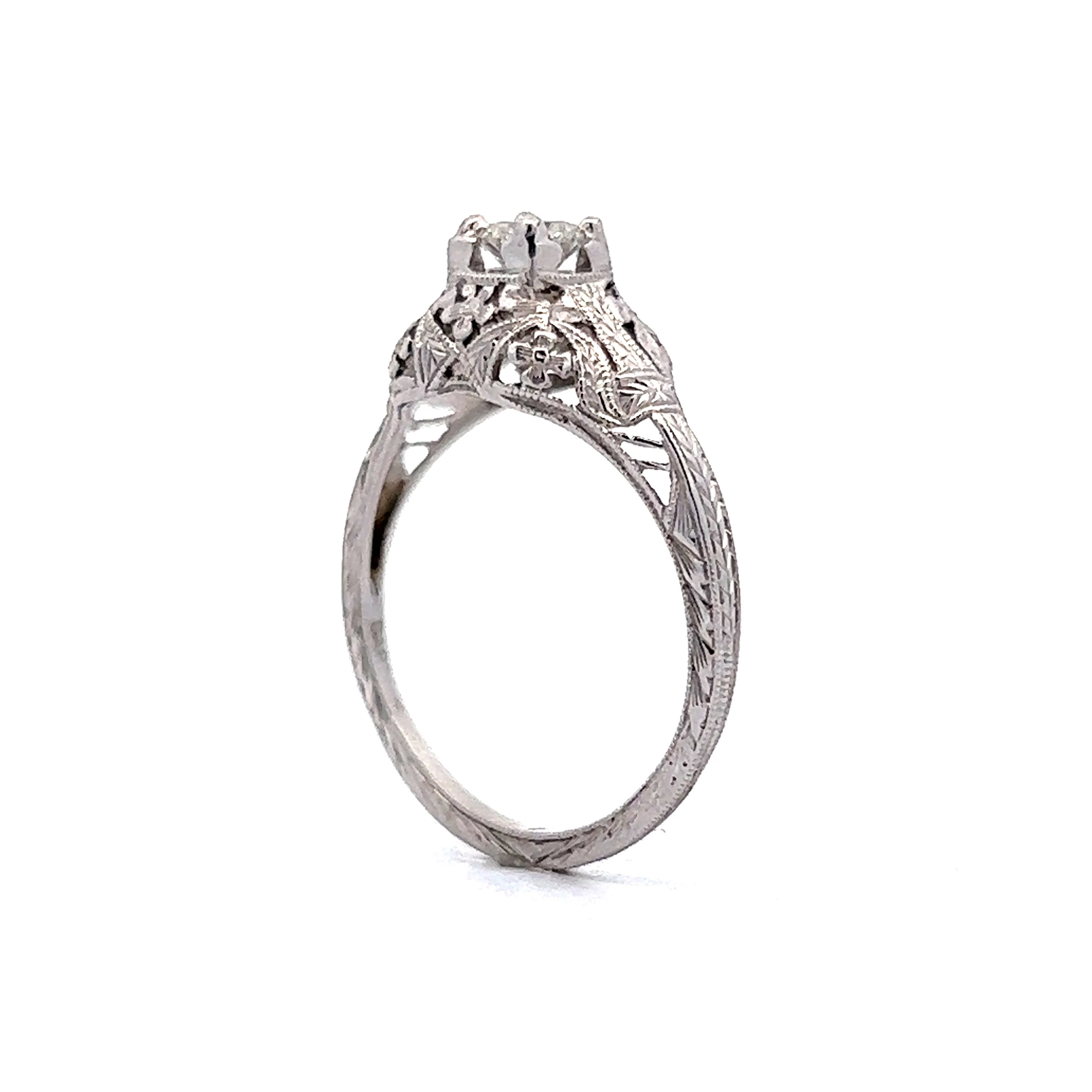 .38 Art Deco Diamond Engagement Ring in 18K White Gold - Image 5