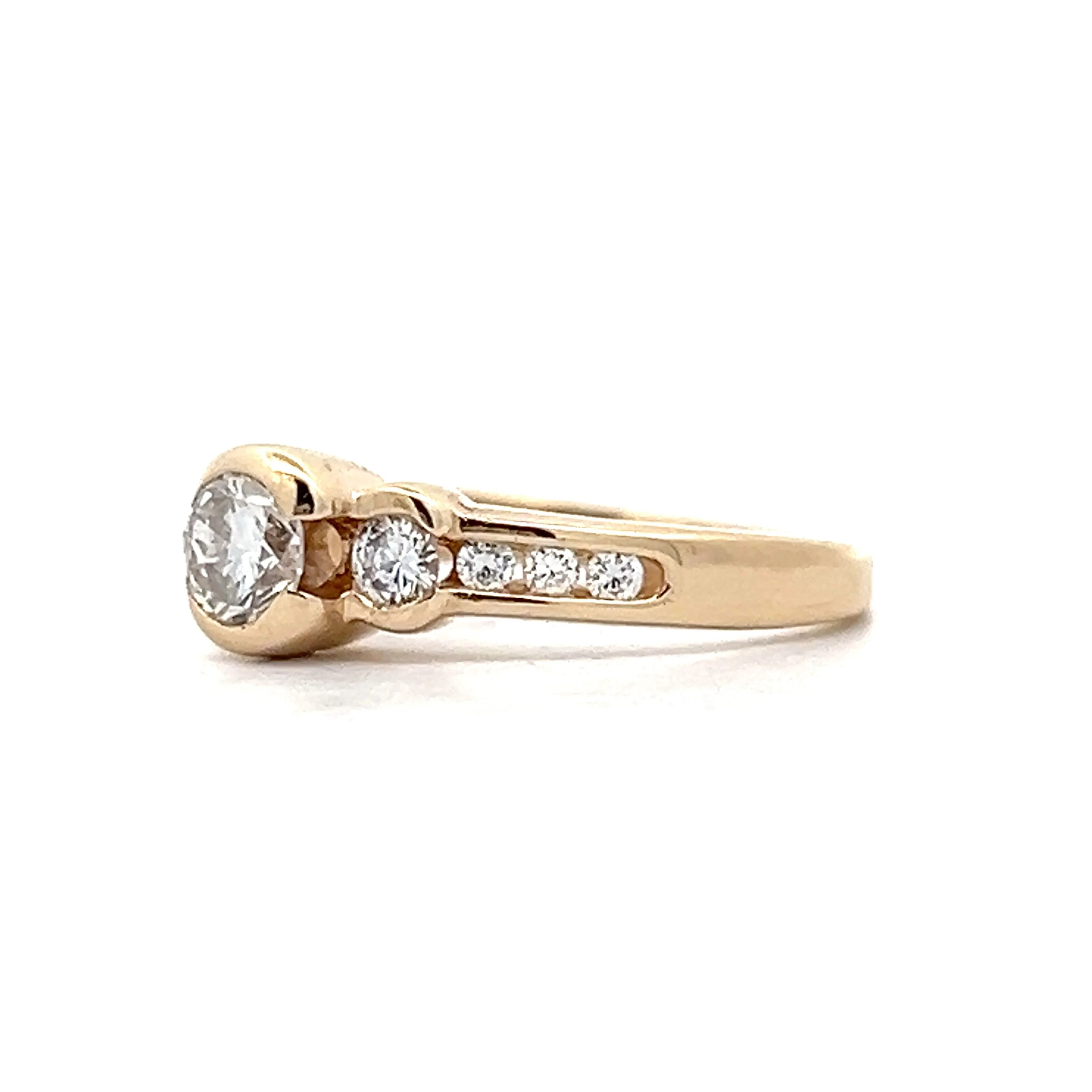 .38 Bezel Three Stone Engagement Ring in Yellow Gold - Image 2