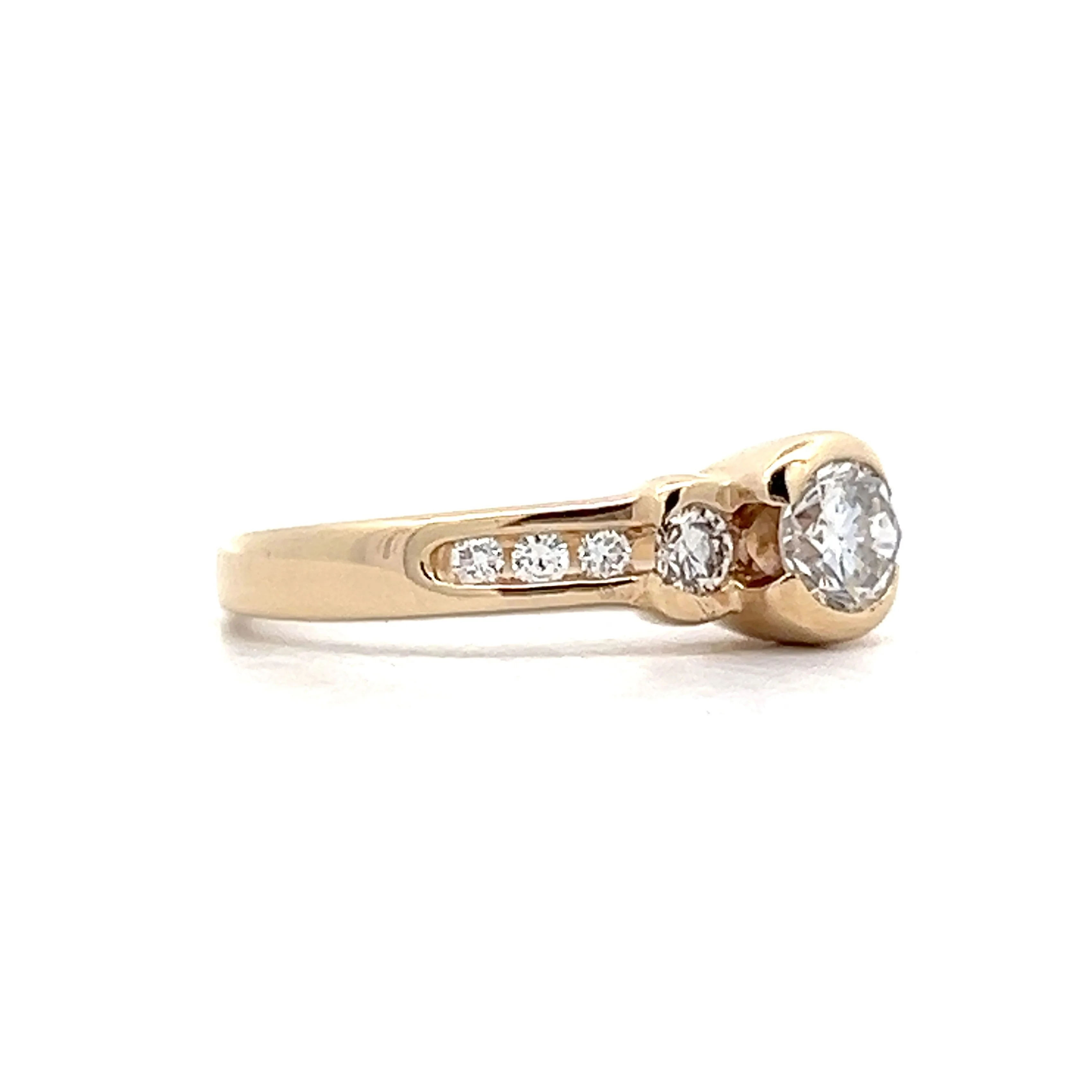 .38 Bezel Three Stone Engagement Ring in Yellow Gold - Image 3
