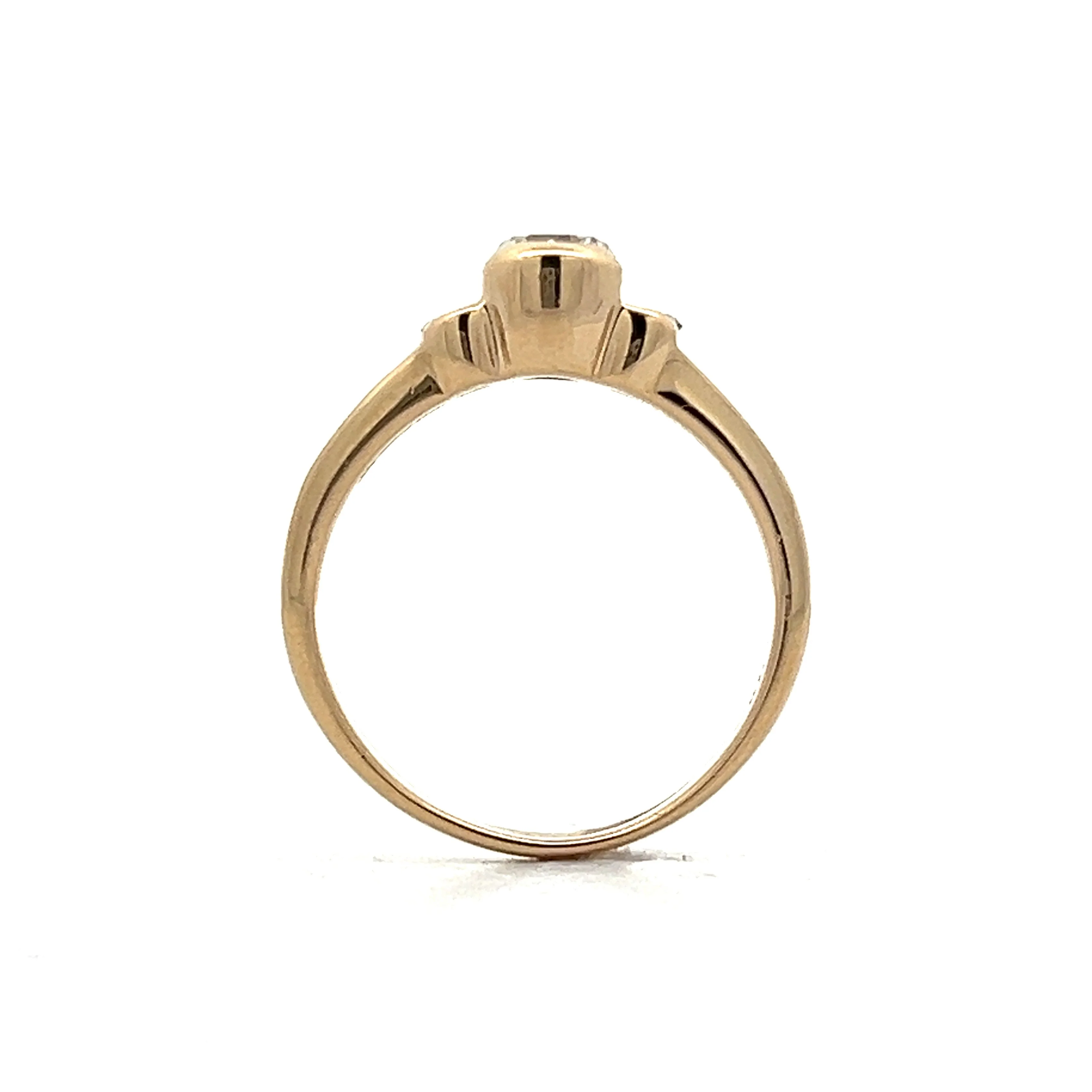 .38 Bezel Three Stone Engagement Ring in Yellow Gold - Image 4