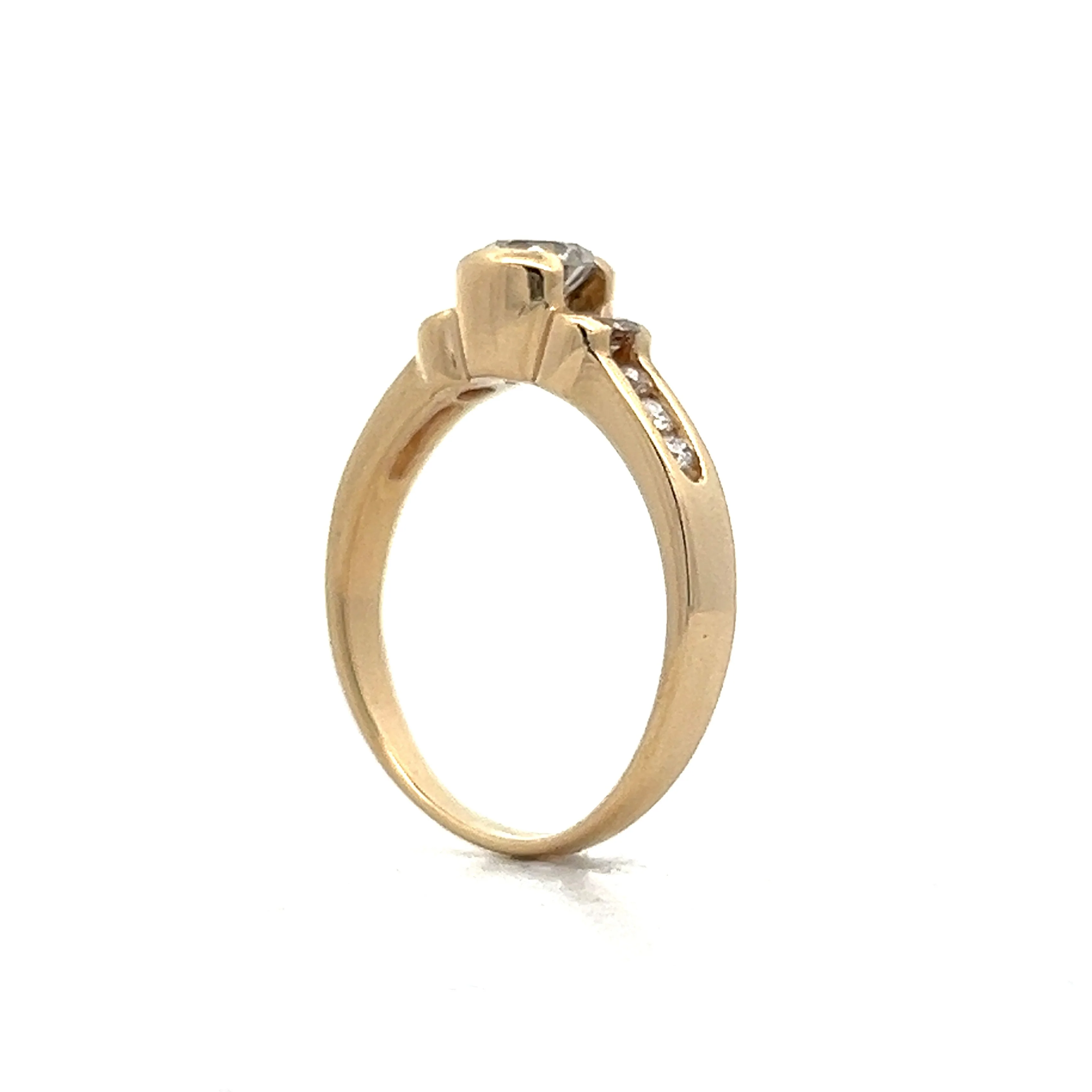 .38 Bezel Three Stone Engagement Ring in Yellow Gold - Image 5