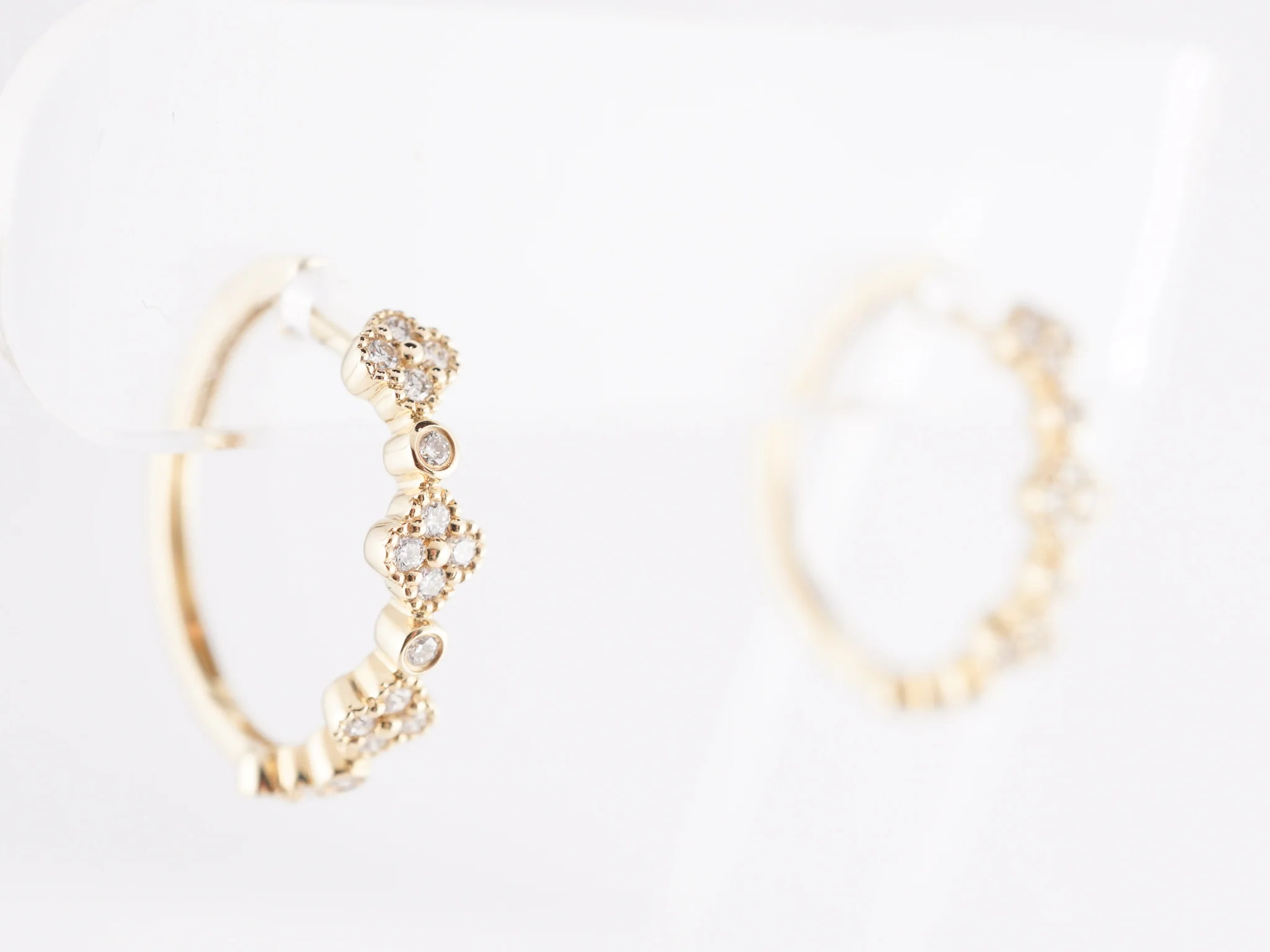 .38 Diamond Hoop Earrings in 14K Yellow Gold - Image 3