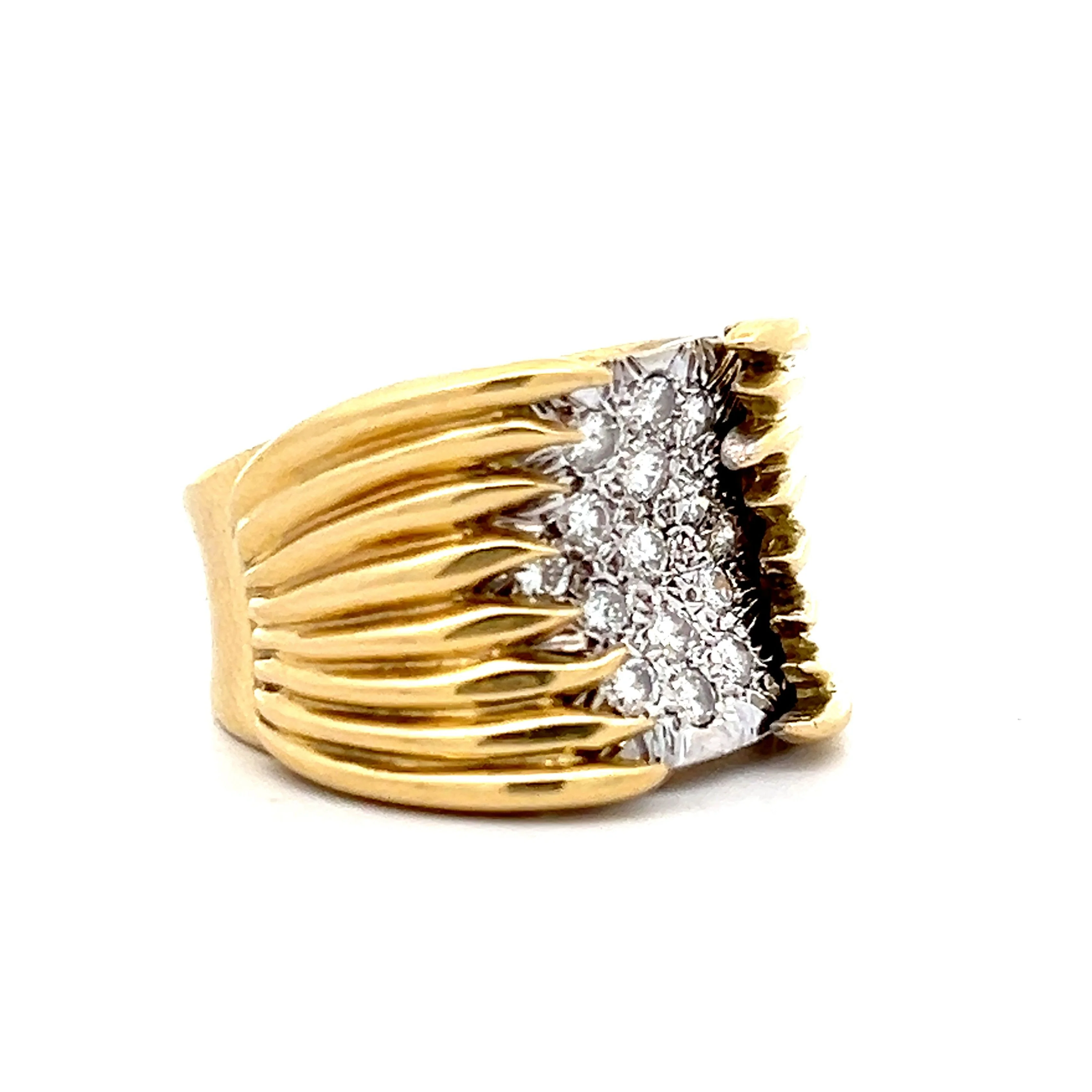 .38 Organic Textured Cocktail Ring in 18k Yellow & White Gold - Image 3