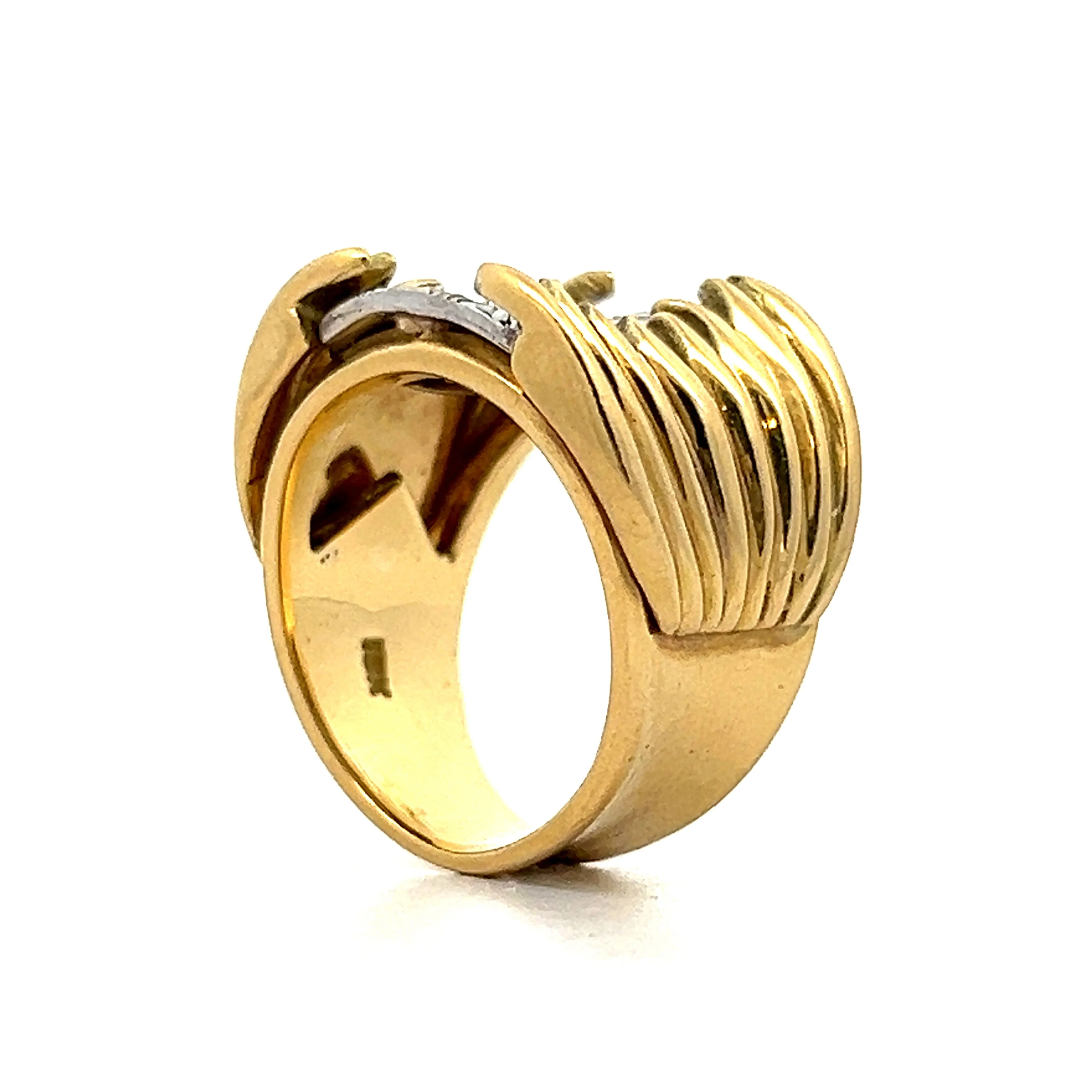 .38 Organic Textured Cocktail Ring in 18k Yellow & White Gold - Image 5