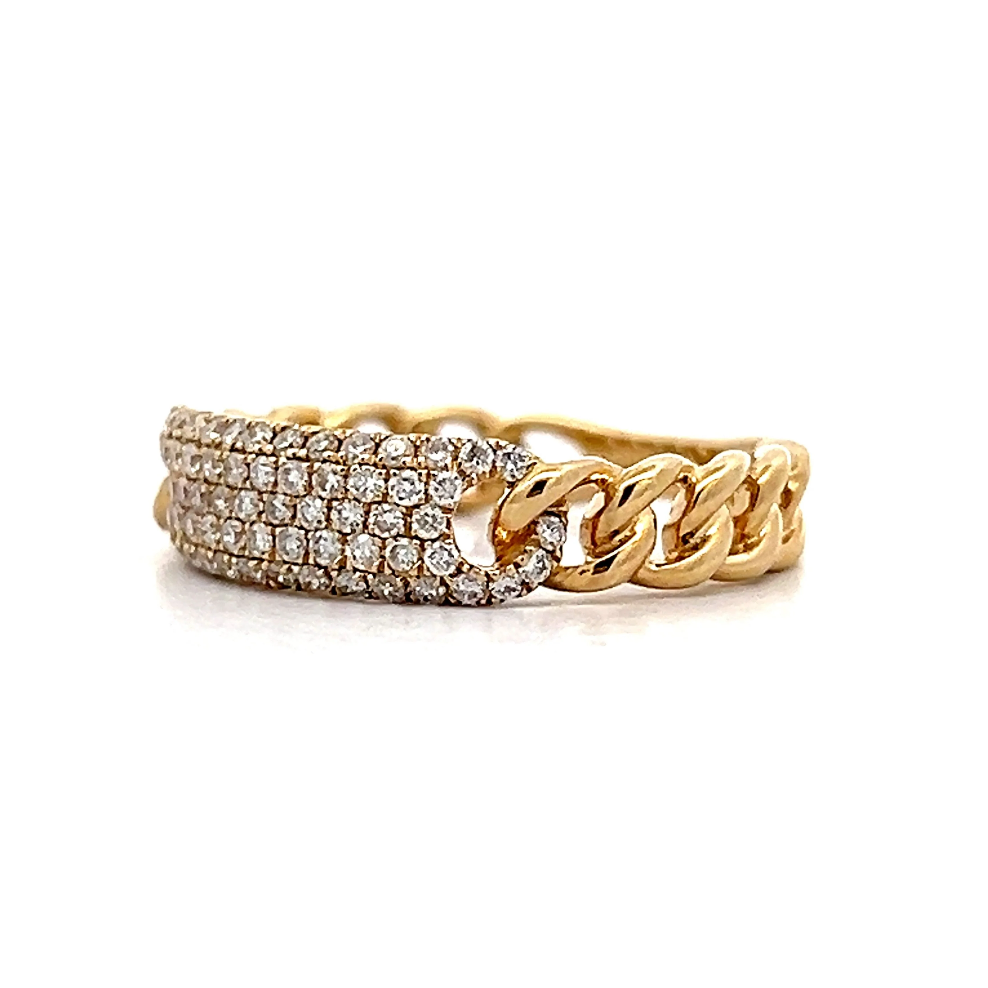.38 Pave Diamond Stacking Ring in 14k Yellow Gold - Image 2