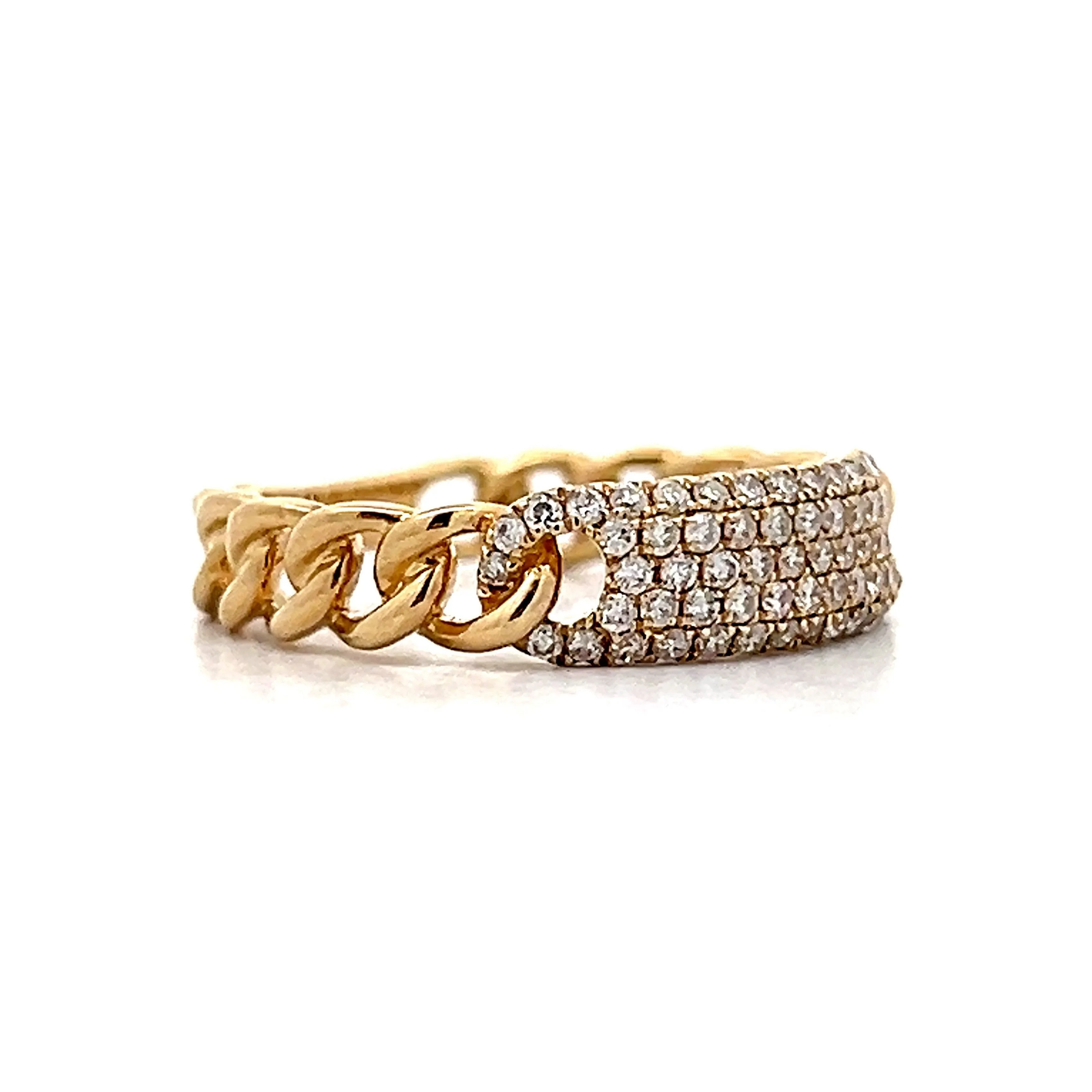 .38 Pave Diamond Stacking Ring in 14k Yellow Gold - Image 3