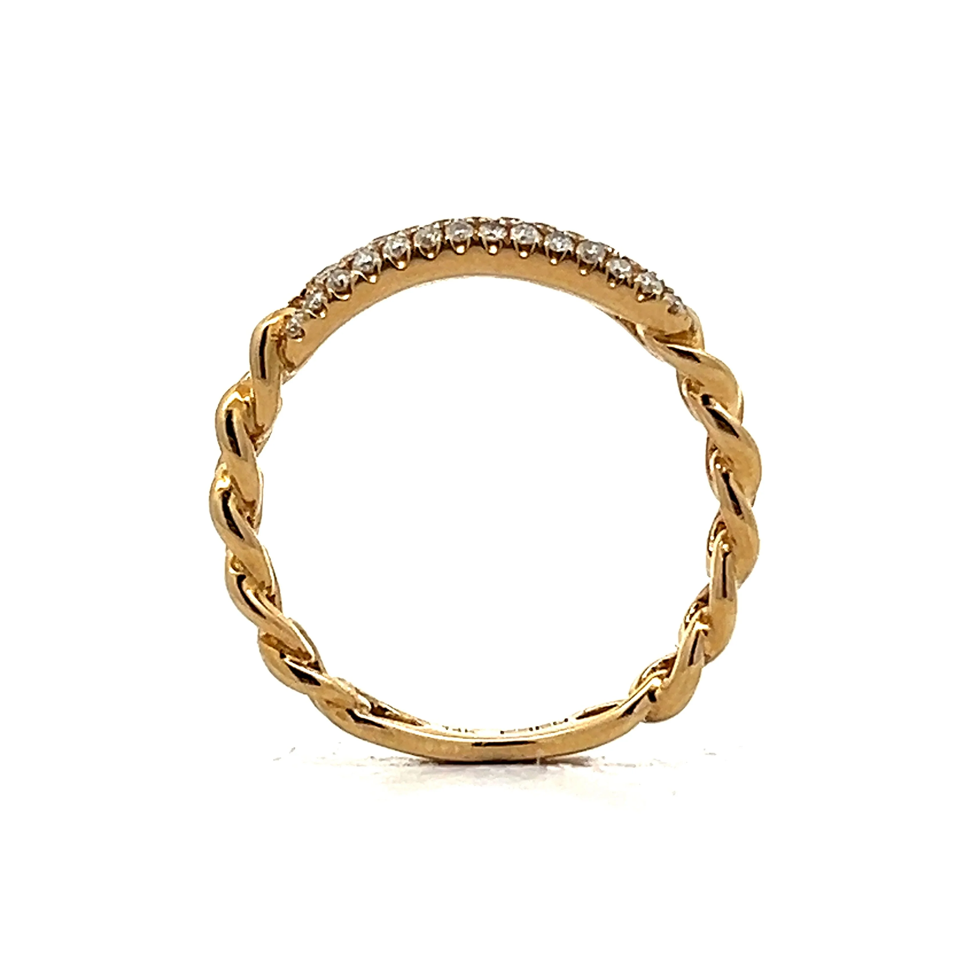 .38 Pave Diamond Stacking Ring in 14k Yellow Gold - Image 4