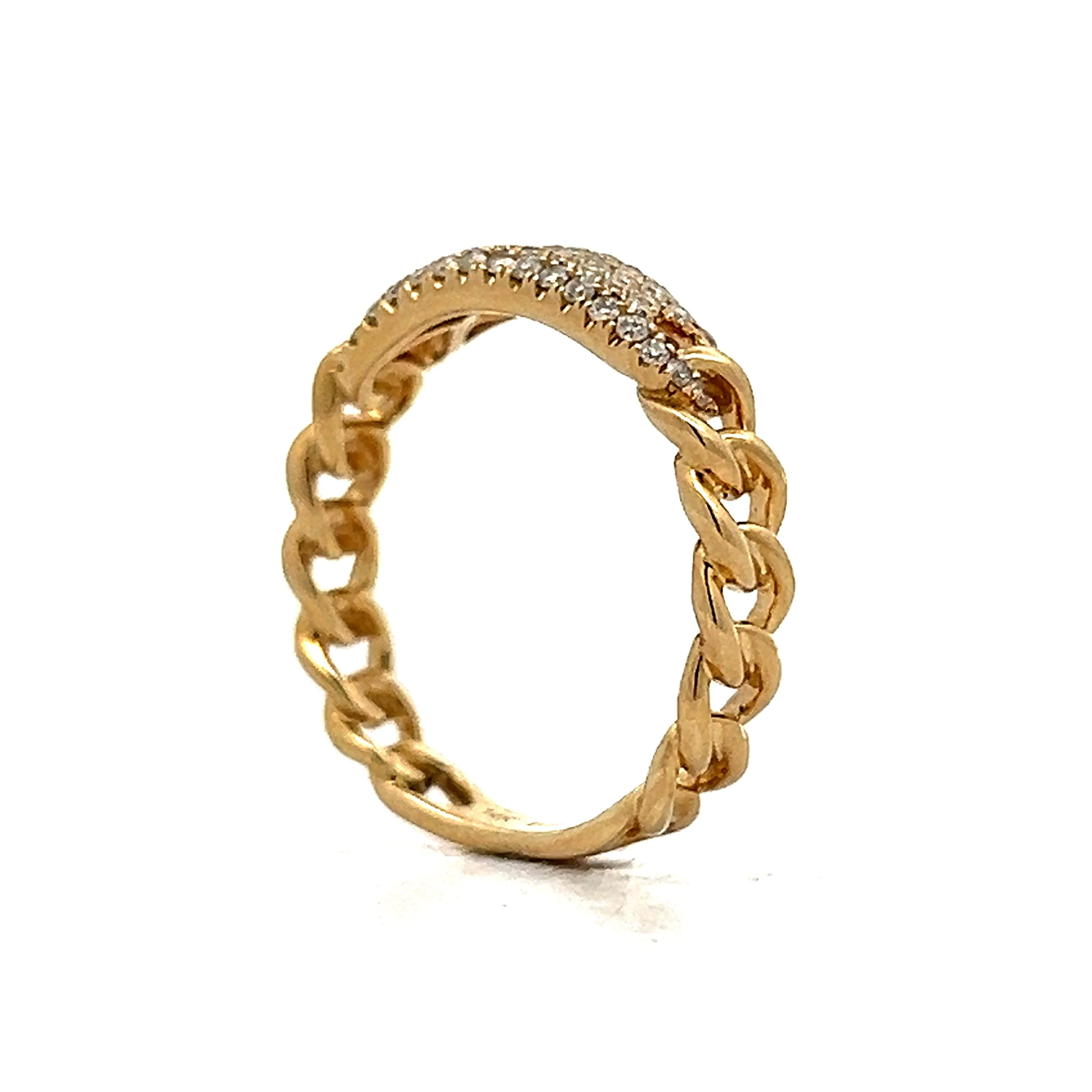 .38 Pave Diamond Stacking Ring in 14k Yellow Gold - Image 5