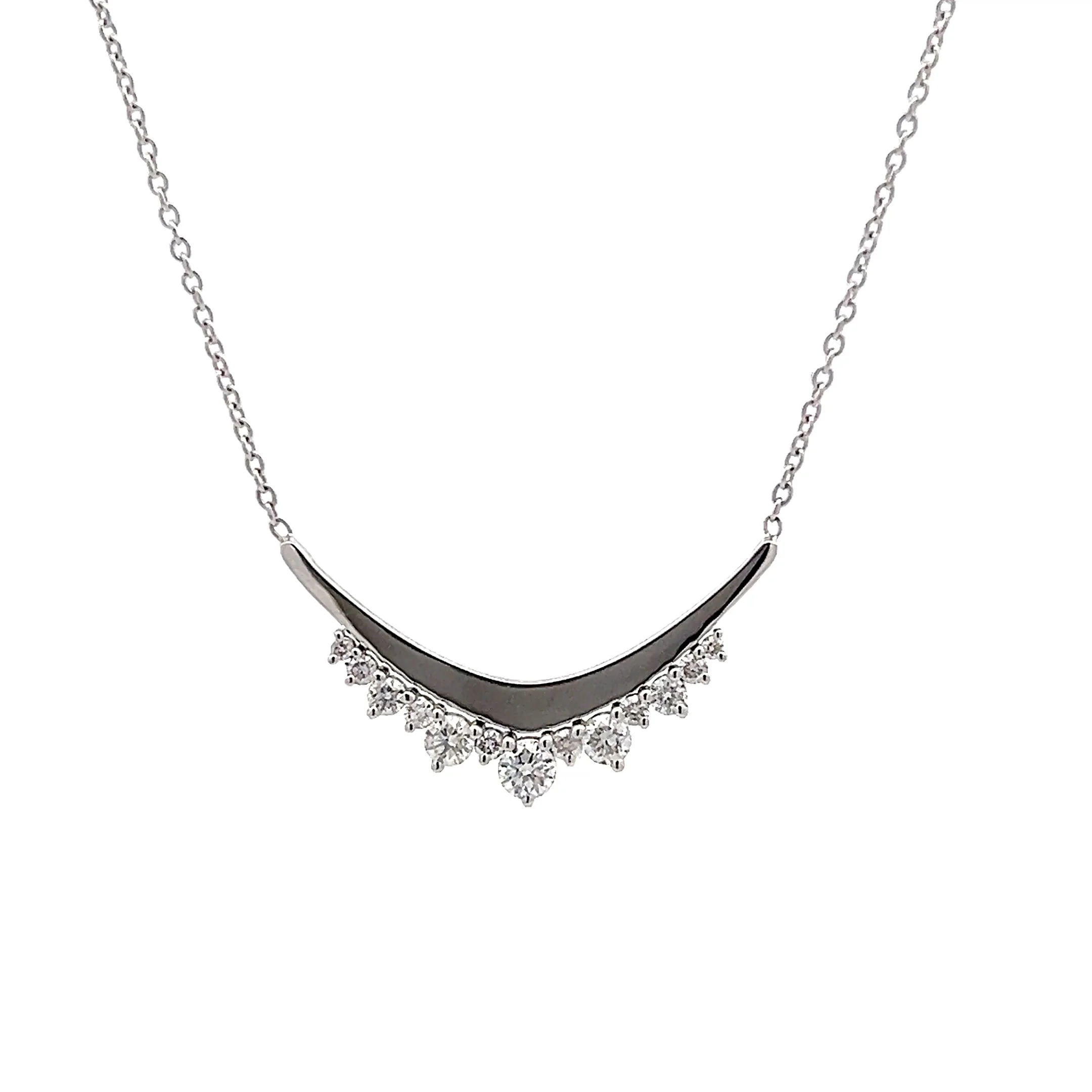 .38 V Shaped Diamond Pendant Necklace in 18k