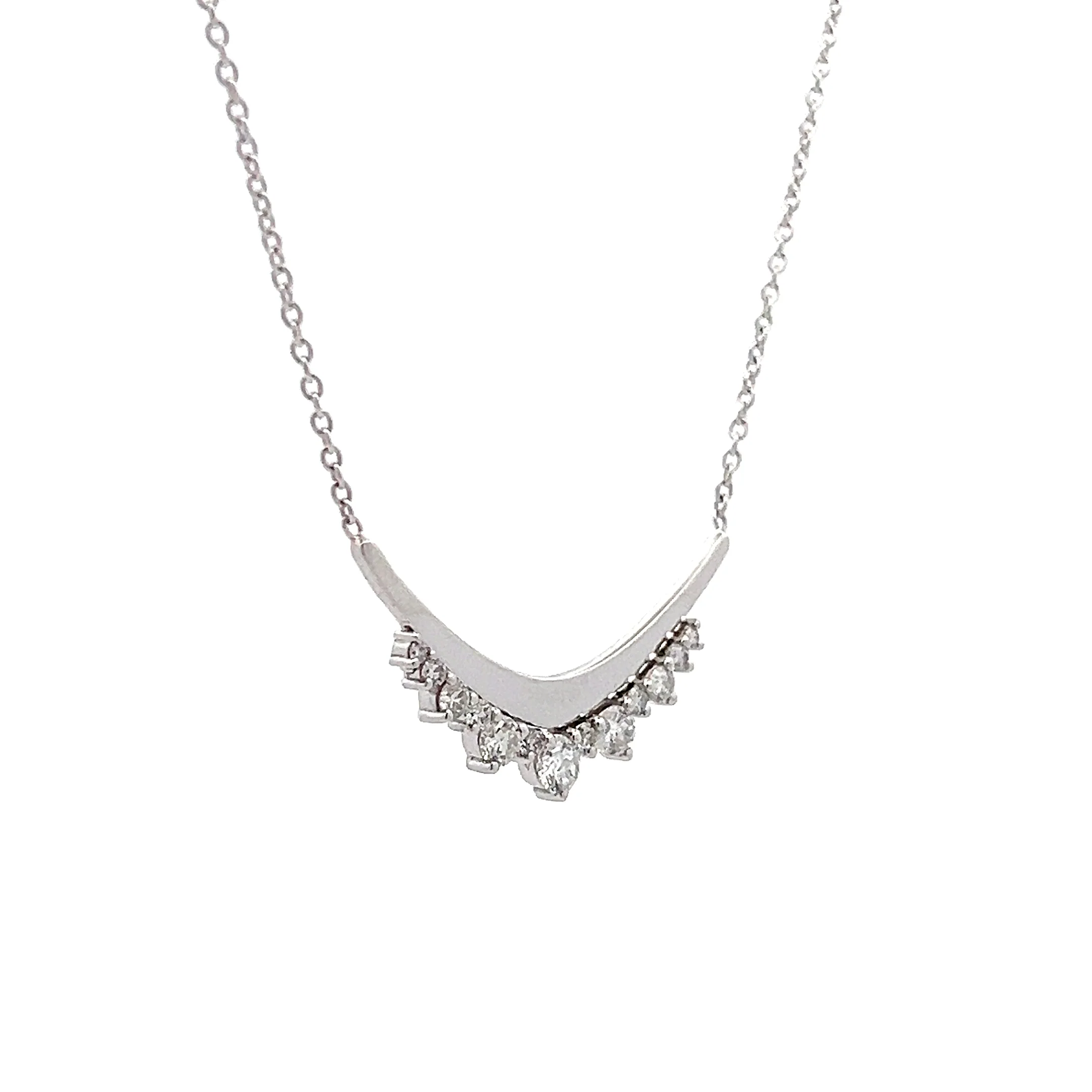 .38 V Shaped Diamond Pendant Necklace in 18k - Image 2