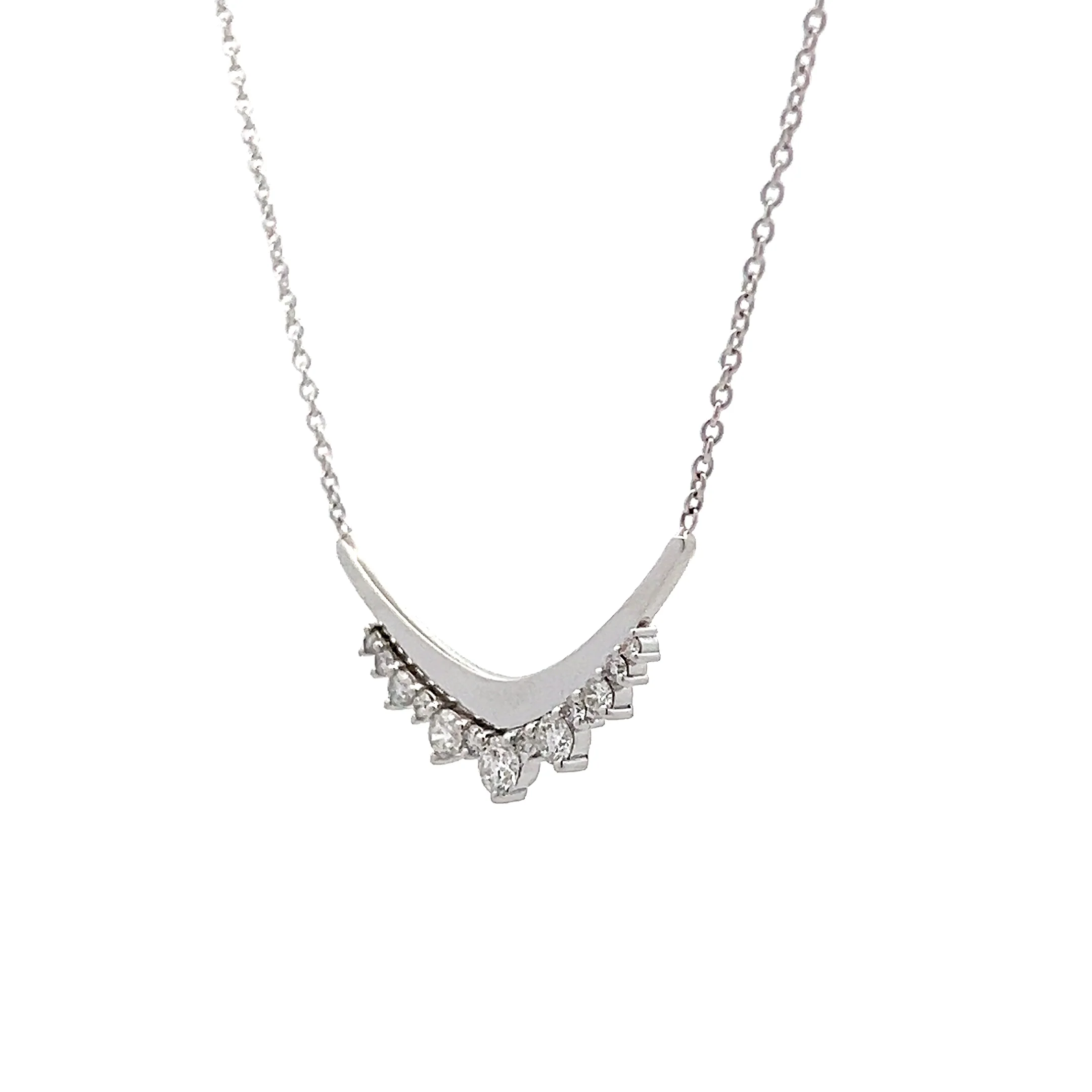.38 V Shaped Diamond Pendant Necklace in 18k - Image 3