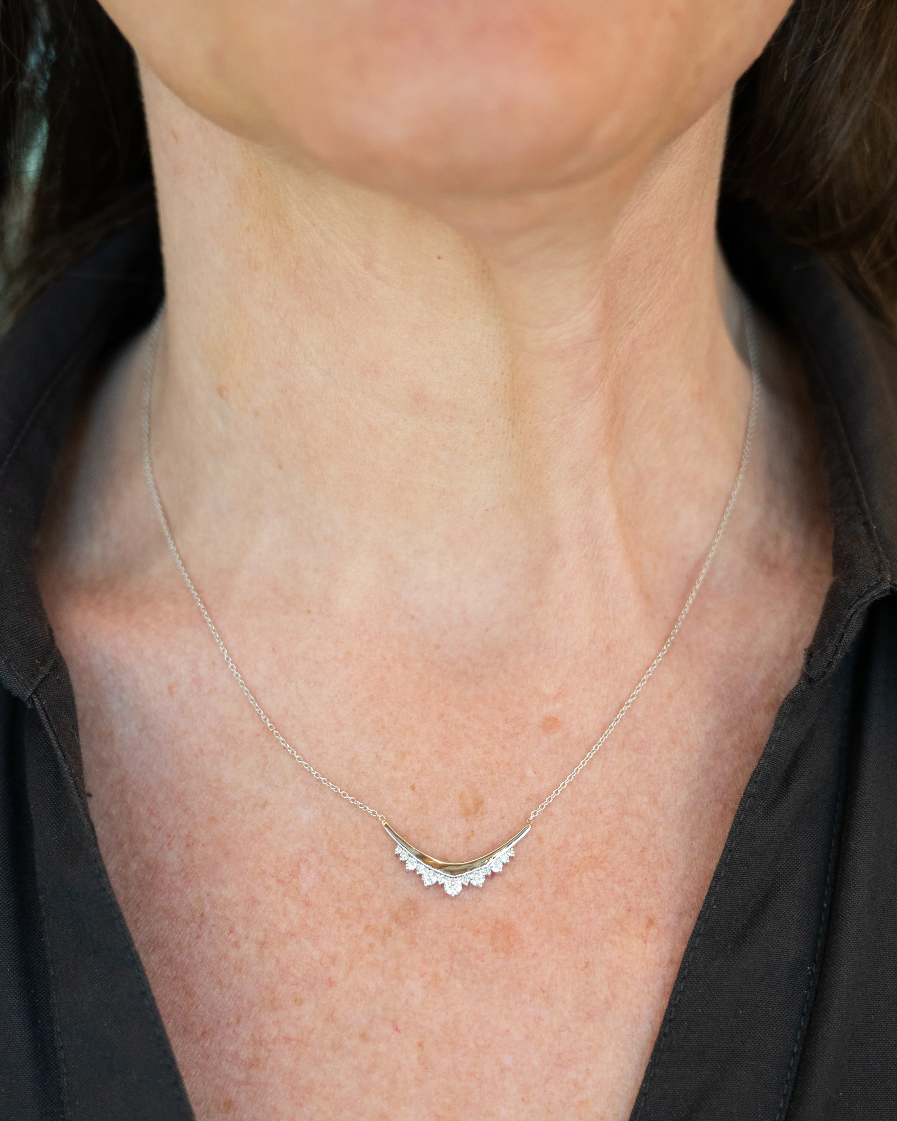 .38 V Shaped Diamond Pendant Necklace in 18k - Image 6
