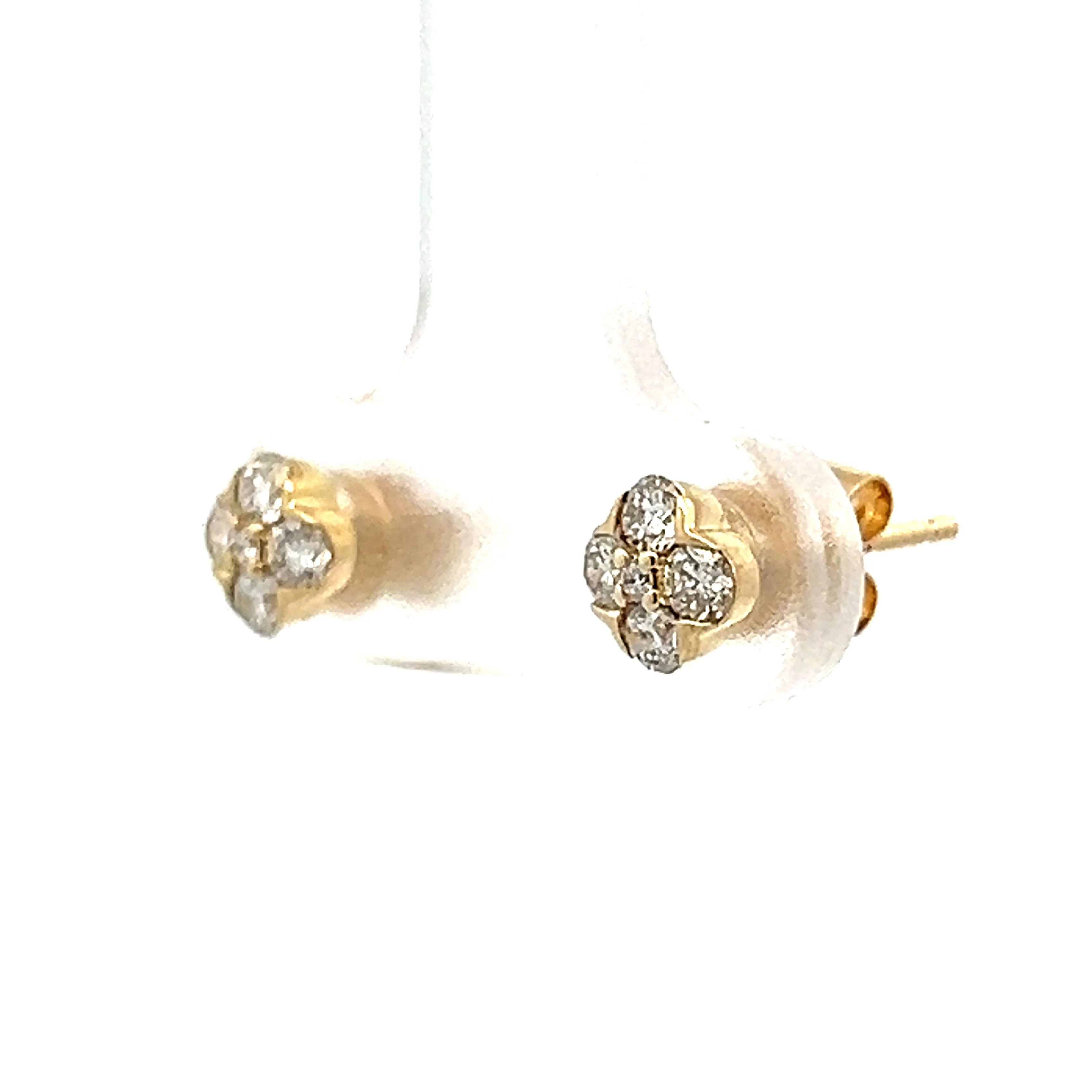 .39 Diamond Cluster Stud Earrings in 14k Yellow Gold - Image 2