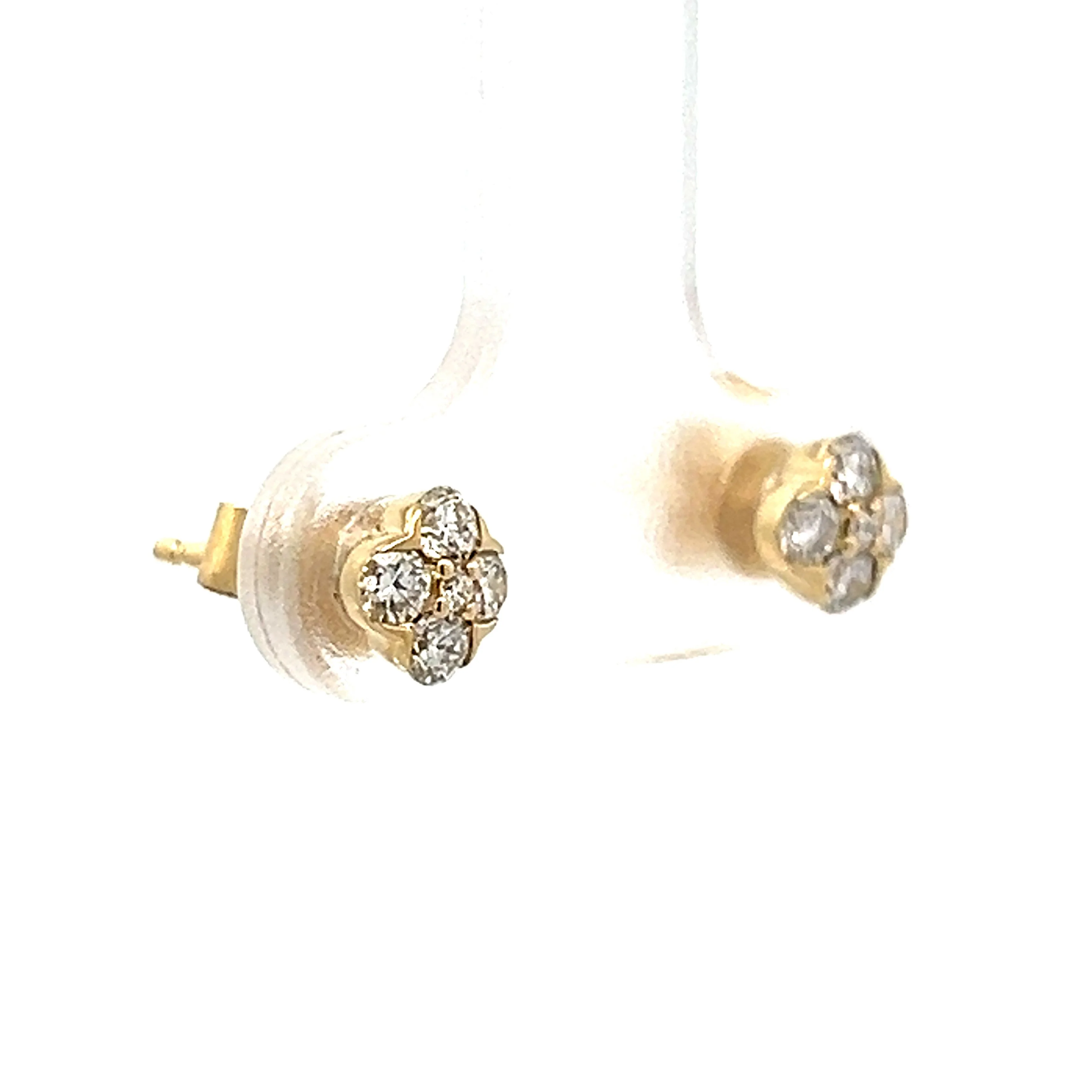 .39 Diamond Cluster Stud Earrings in 14k Yellow Gold - Image 3