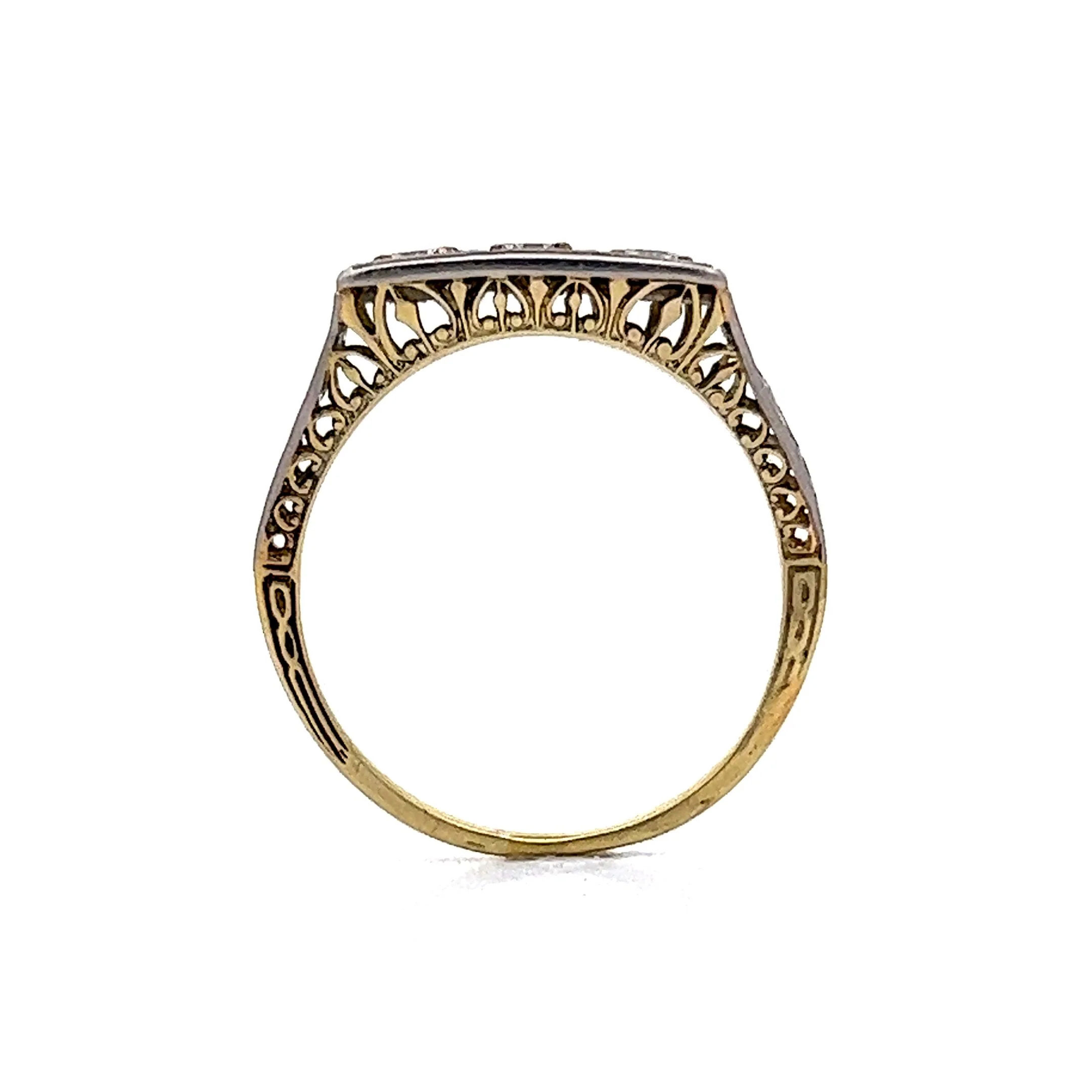 Vintage Retro Three Stone Engagement Ring in 14k - Image 4