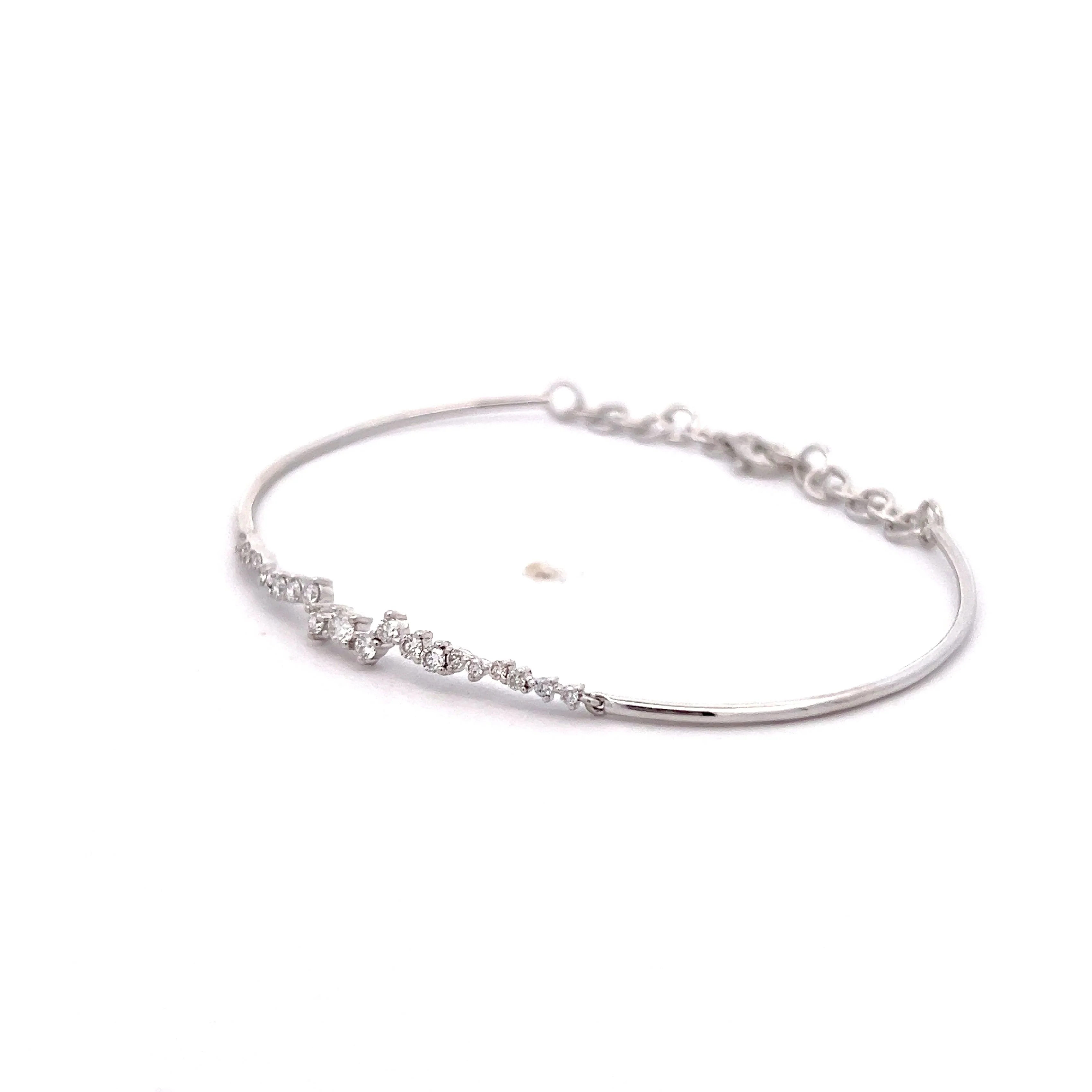 .39 Flexible Diamond Cuff Bracelet in 14k White Gold - Image 2