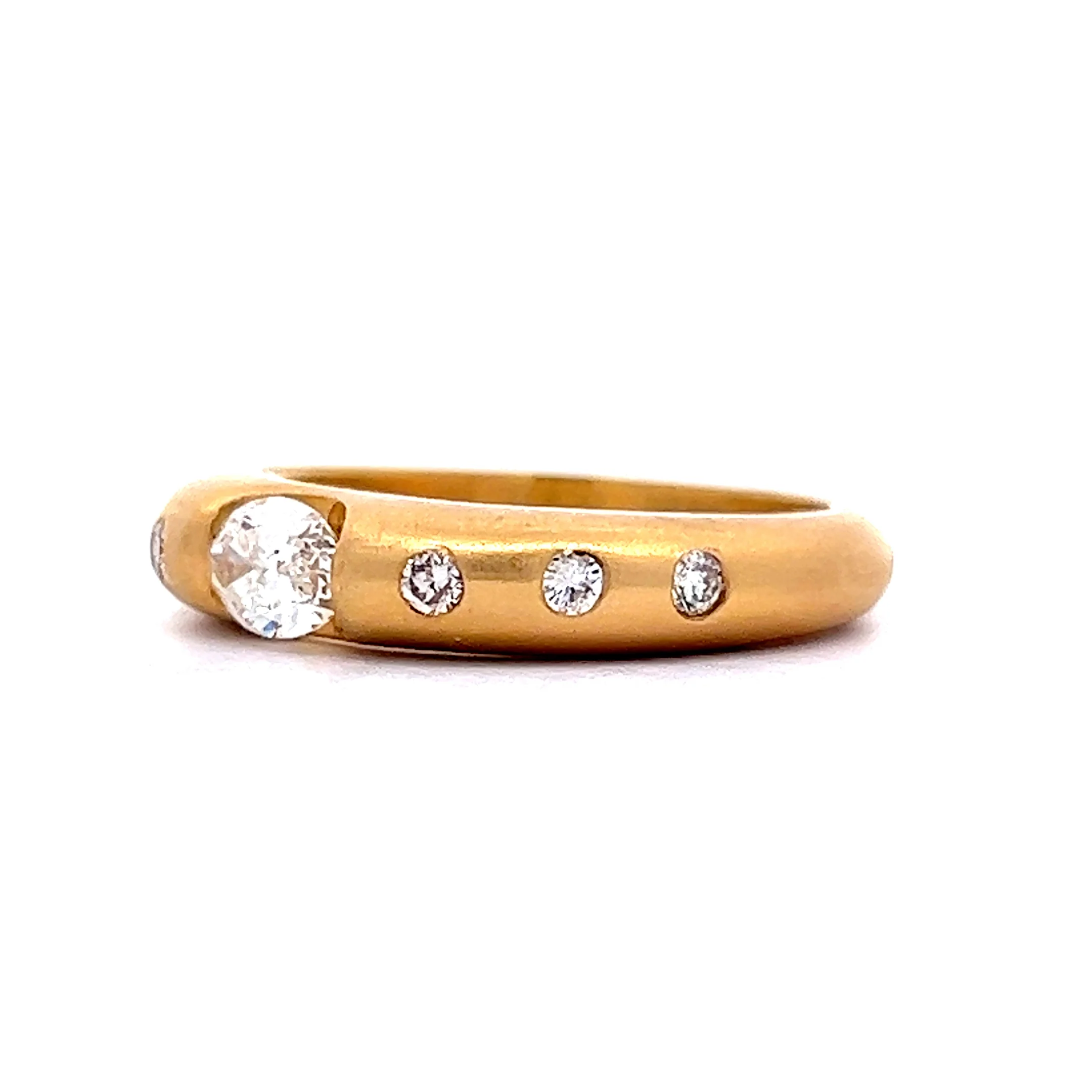.39 Flush Set Oval Diamond Engagement Ring in 18k Yellow Gold - Image 2