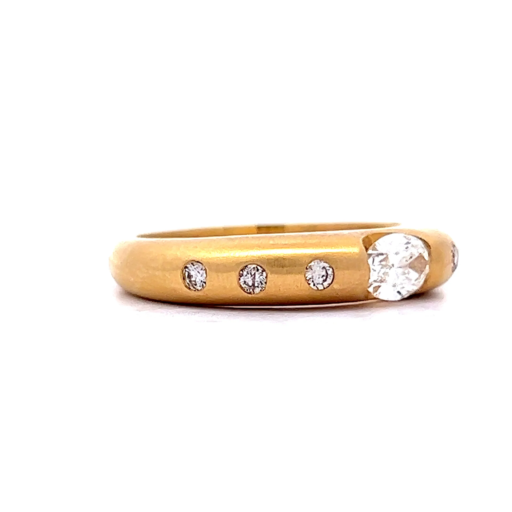 .39 Flush Set Oval Diamond Engagement Ring in 18k Yellow Gold - Image 3