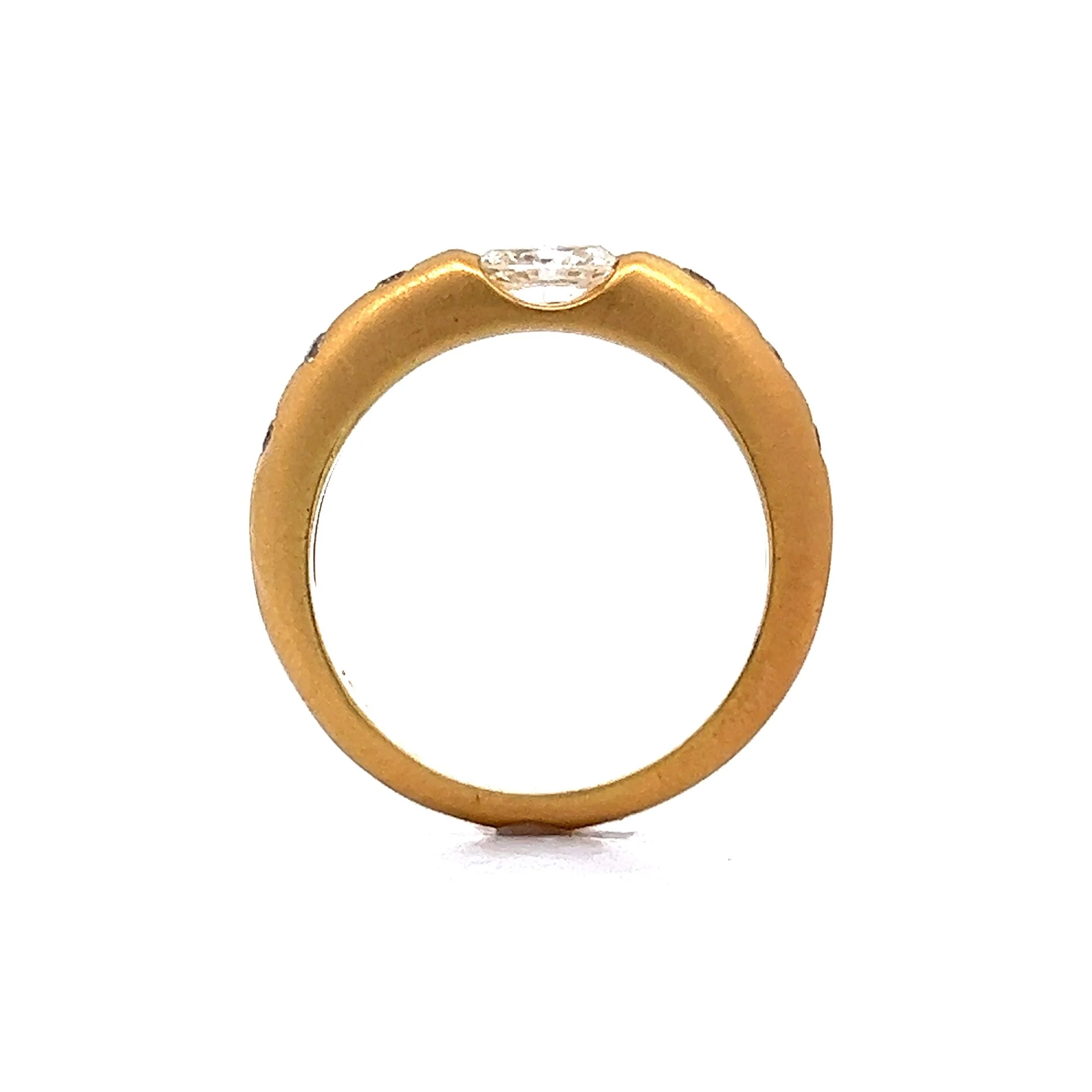 .39 Flush Set Oval Diamond Engagement Ring in 18k Yellow Gold - Image 4