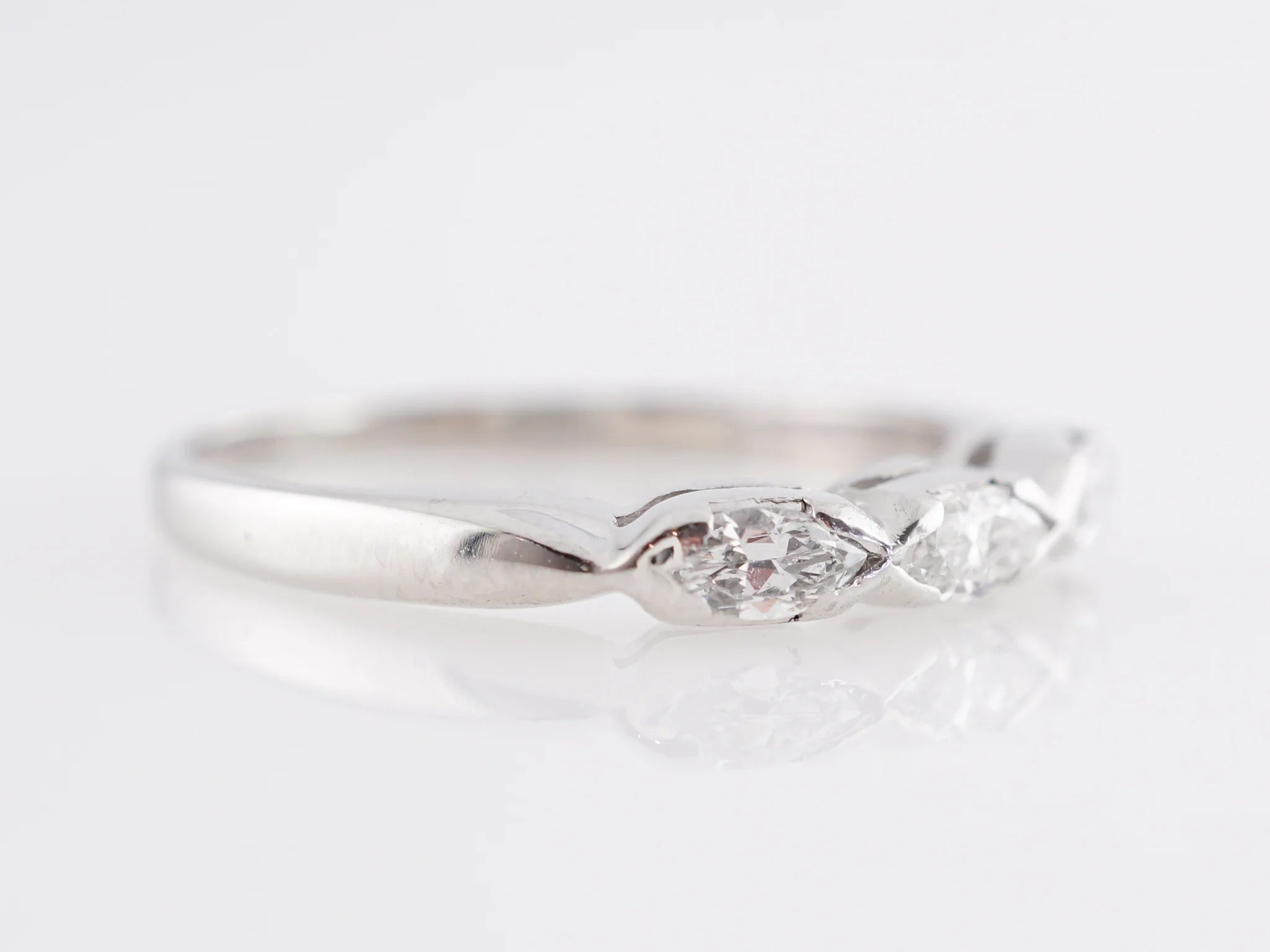 .39 Mid-Century Marquise Cut Diamond Wedding Band in Platinum - Image 3