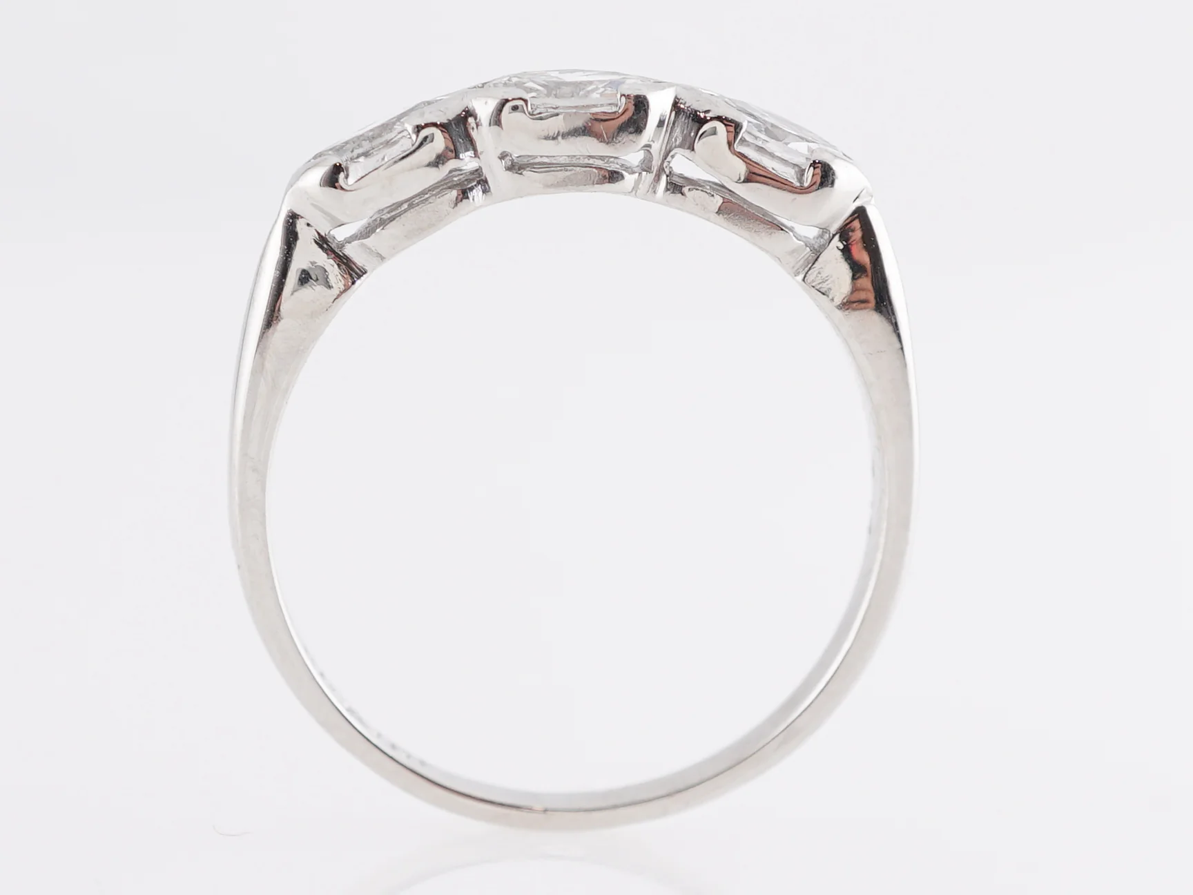 .39 Mid-Century Marquise Cut Diamond Wedding Band in Platinum - Image 4