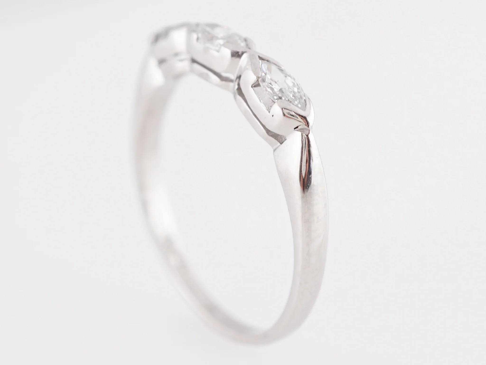 .39 Mid-Century Marquise Cut Diamond Wedding Band in Platinum - Image 5