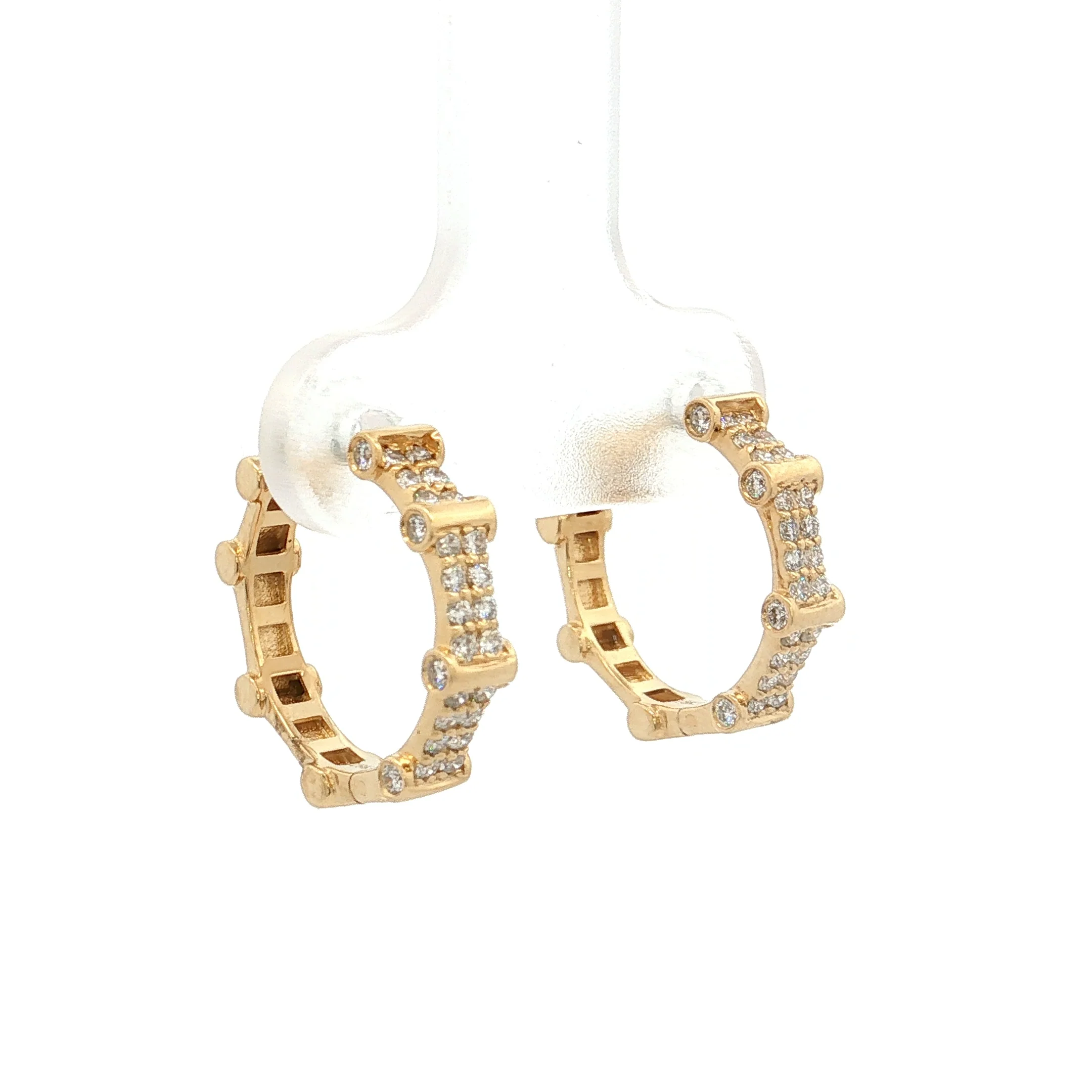 .39 Round Brilliant Diamond Hoop Earrings 18k - Image 3