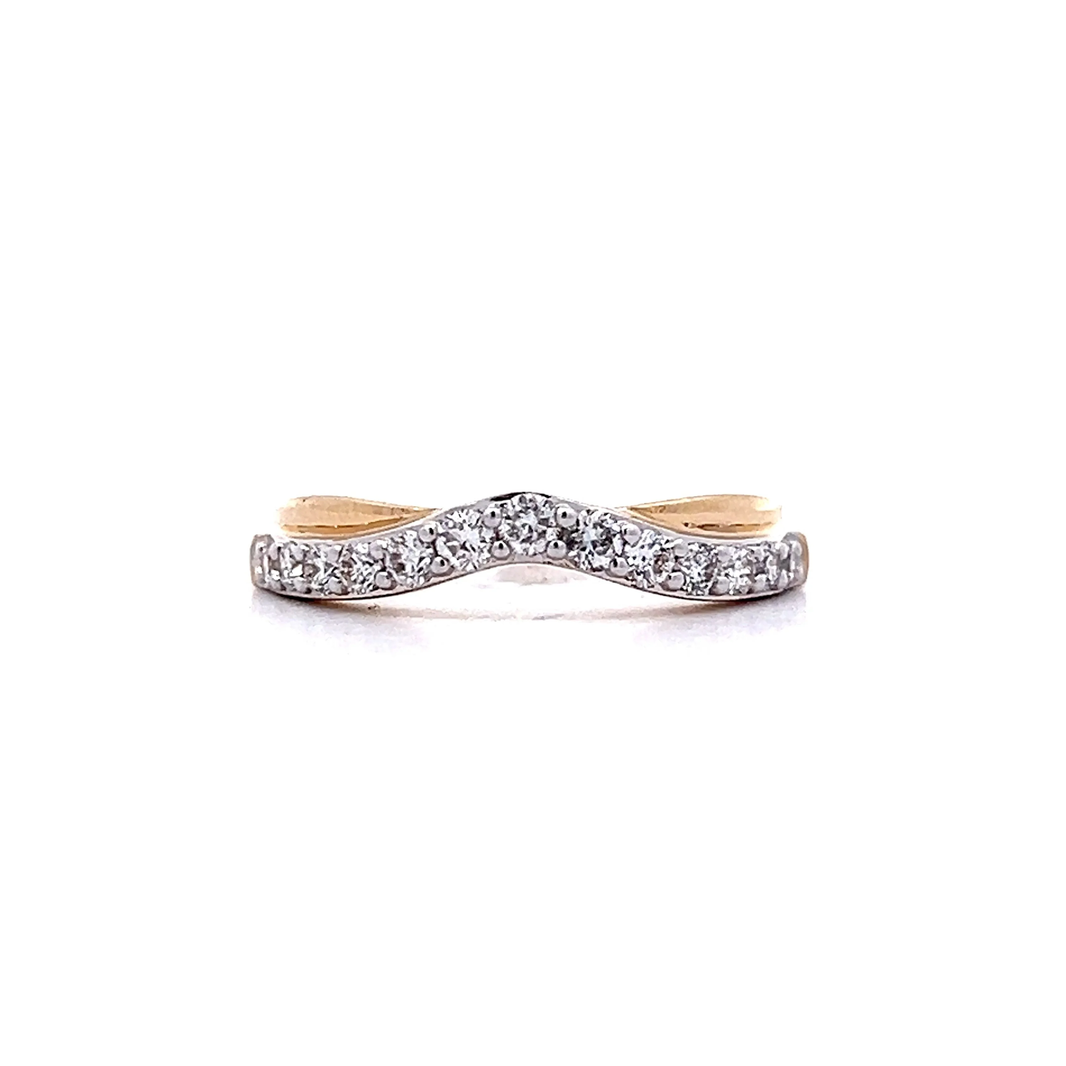 .39 Round Diamond Two-Tone Contour Band in 14k