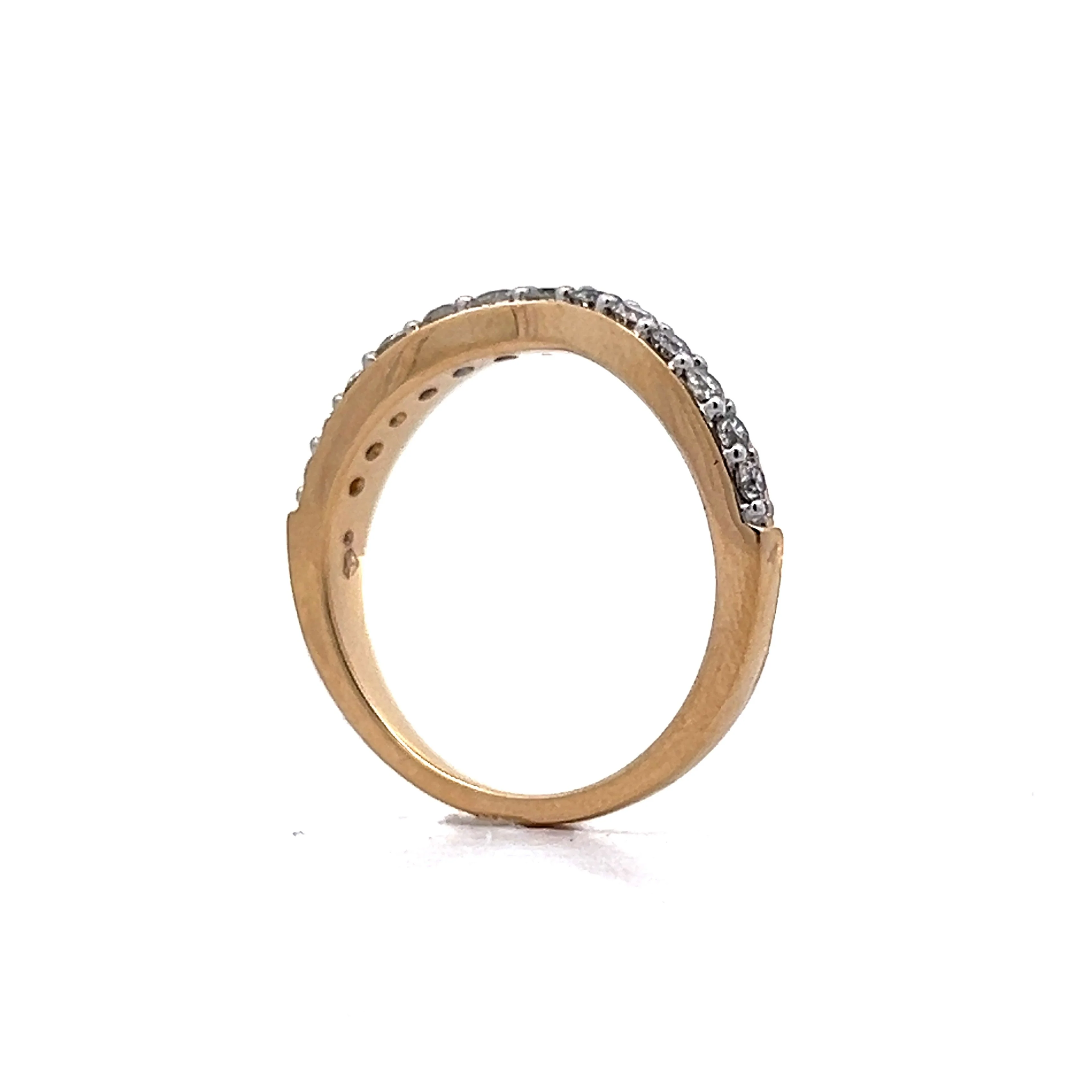 .39 Round Diamond Two-Tone Contour Band in 14k - Image 5
