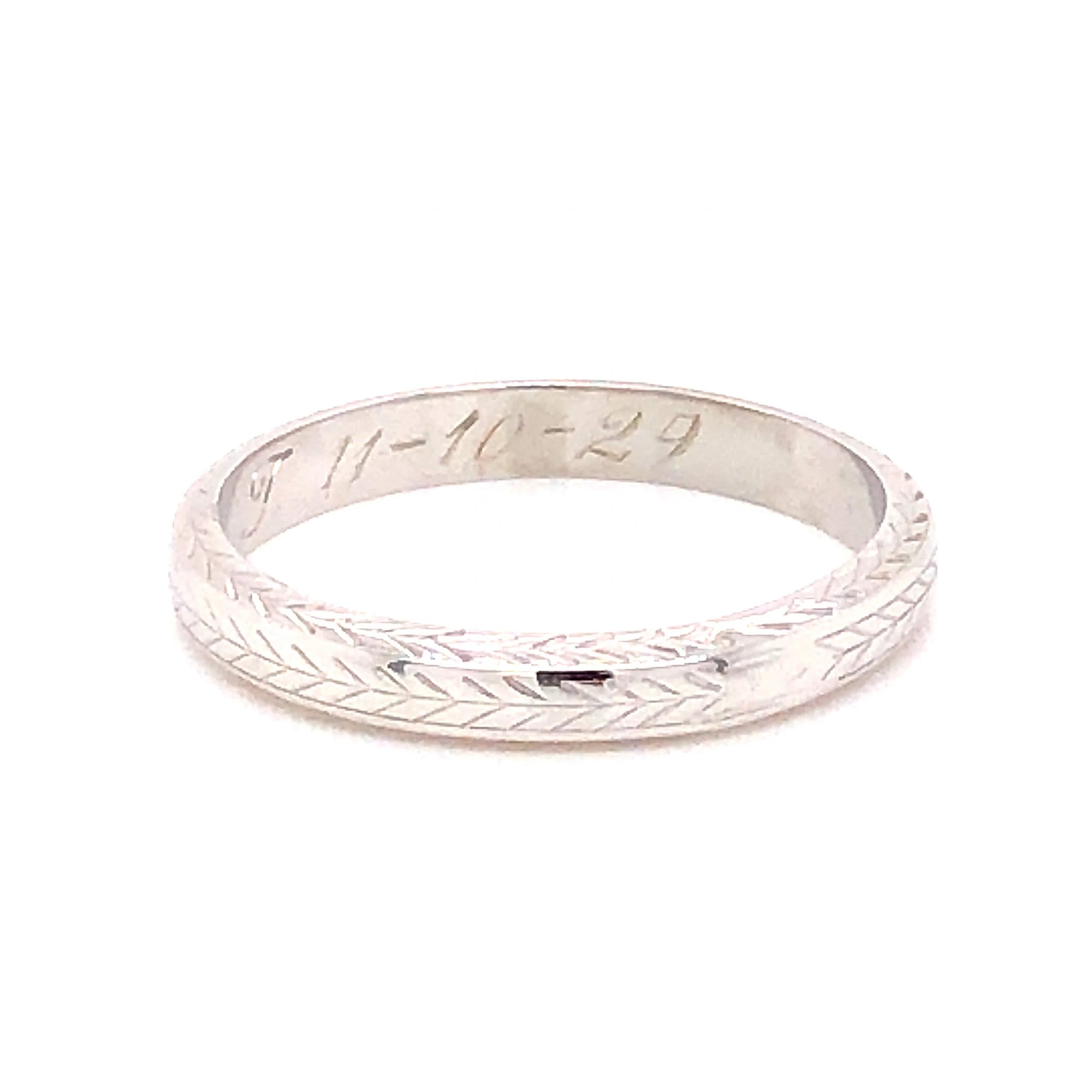 3mm Art Deco Chevron Wedding Band in 18k White Gold - Image 2