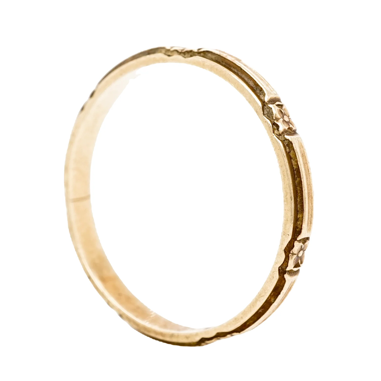 3mm Art Deco Orange Blossom Wedding Band in 14k Yellow Gold - Image 4
