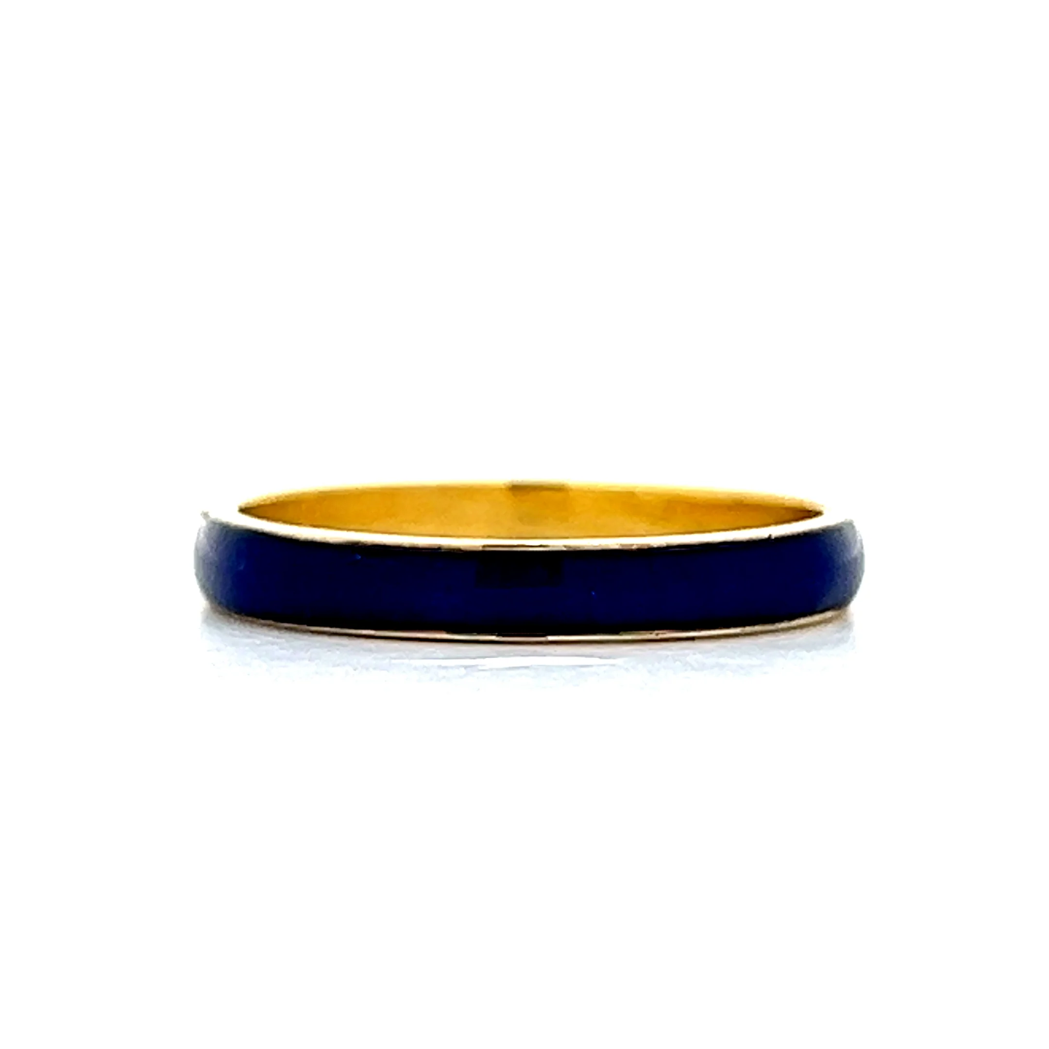 3mm Blue Enamel Stacking Band in 14k Yellow Gold - Image 2