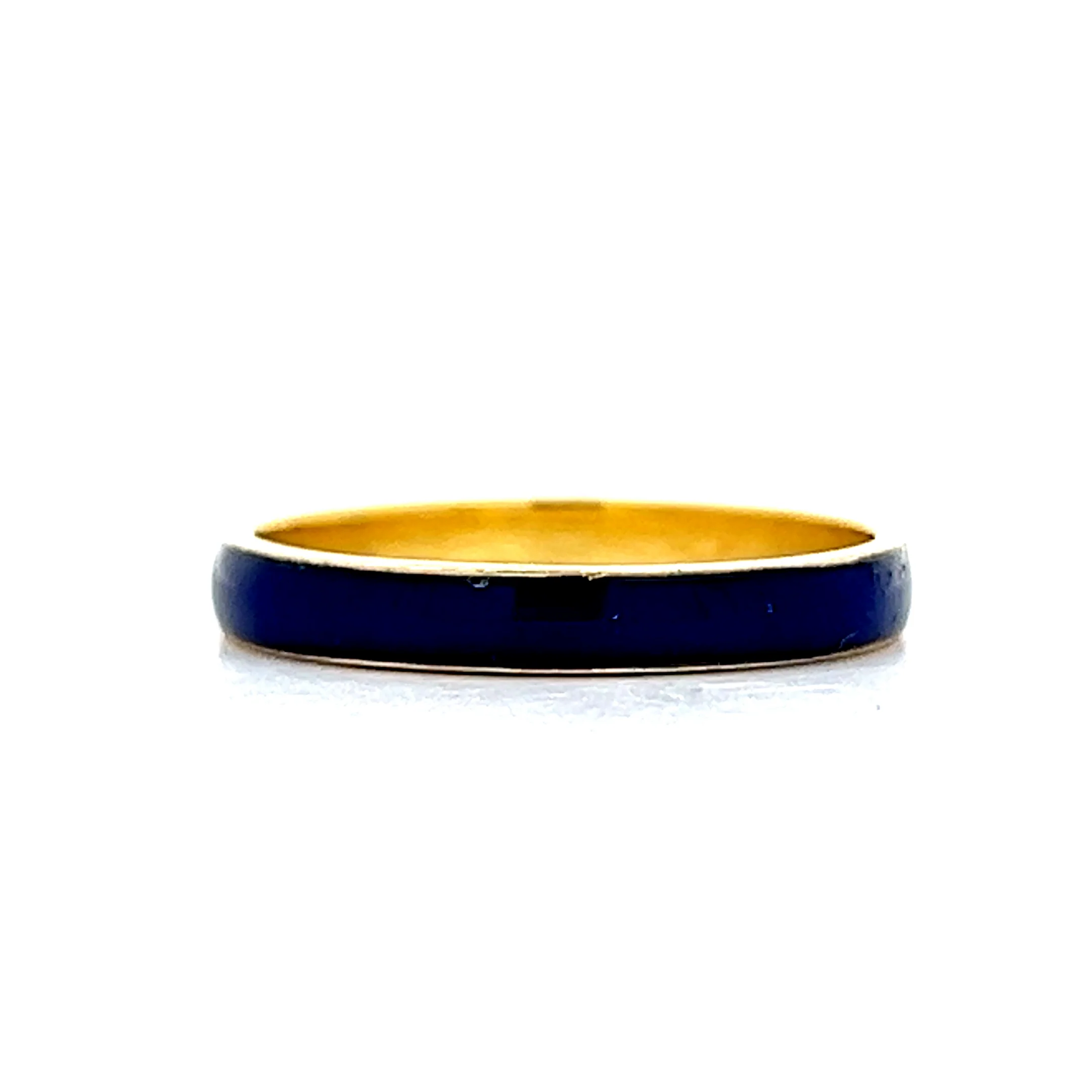 3mm Blue Enamel Stacking Band in 14k Yellow Gold - Image 3