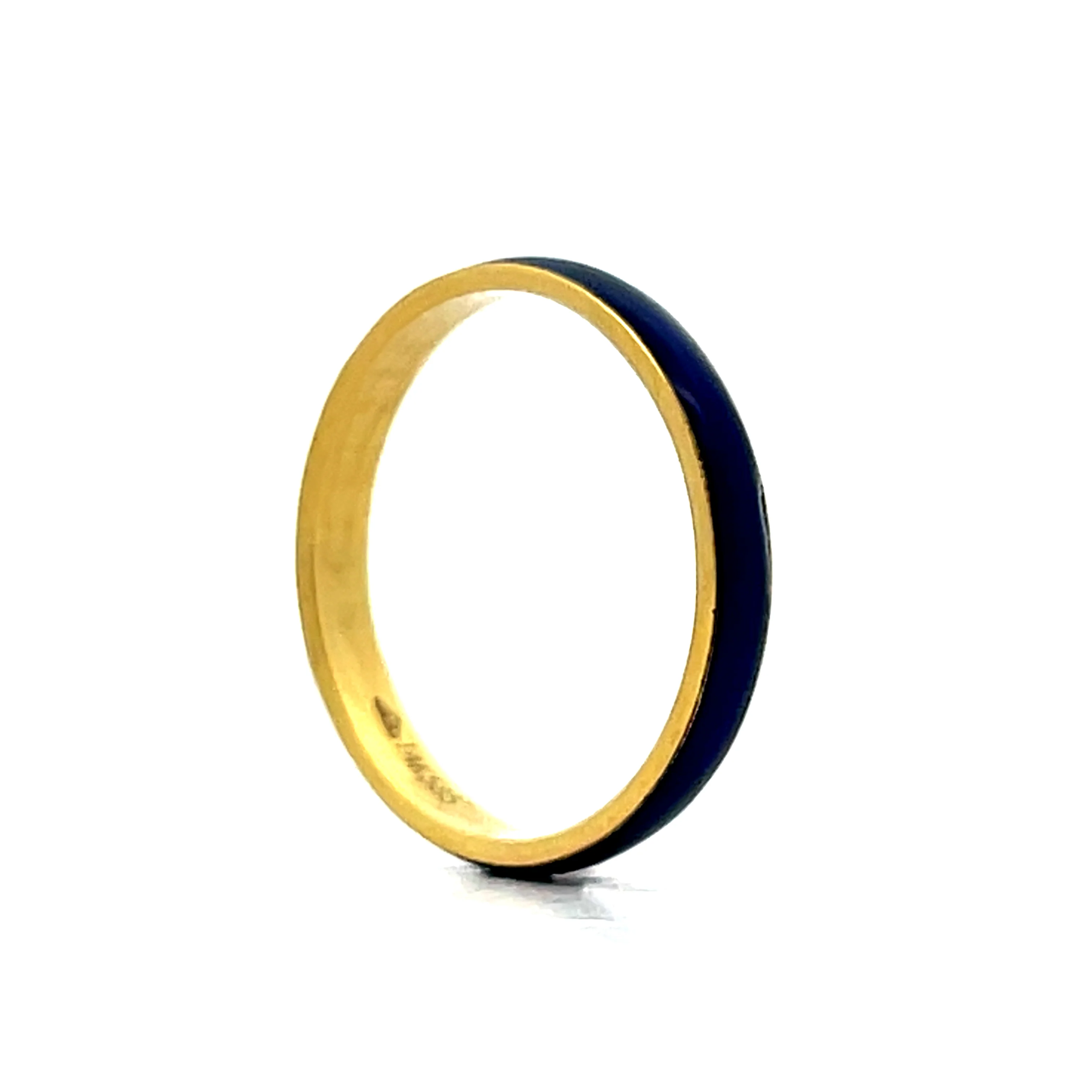 3mm Blue Enamel Stacking Band in 14k Yellow Gold - Image 5