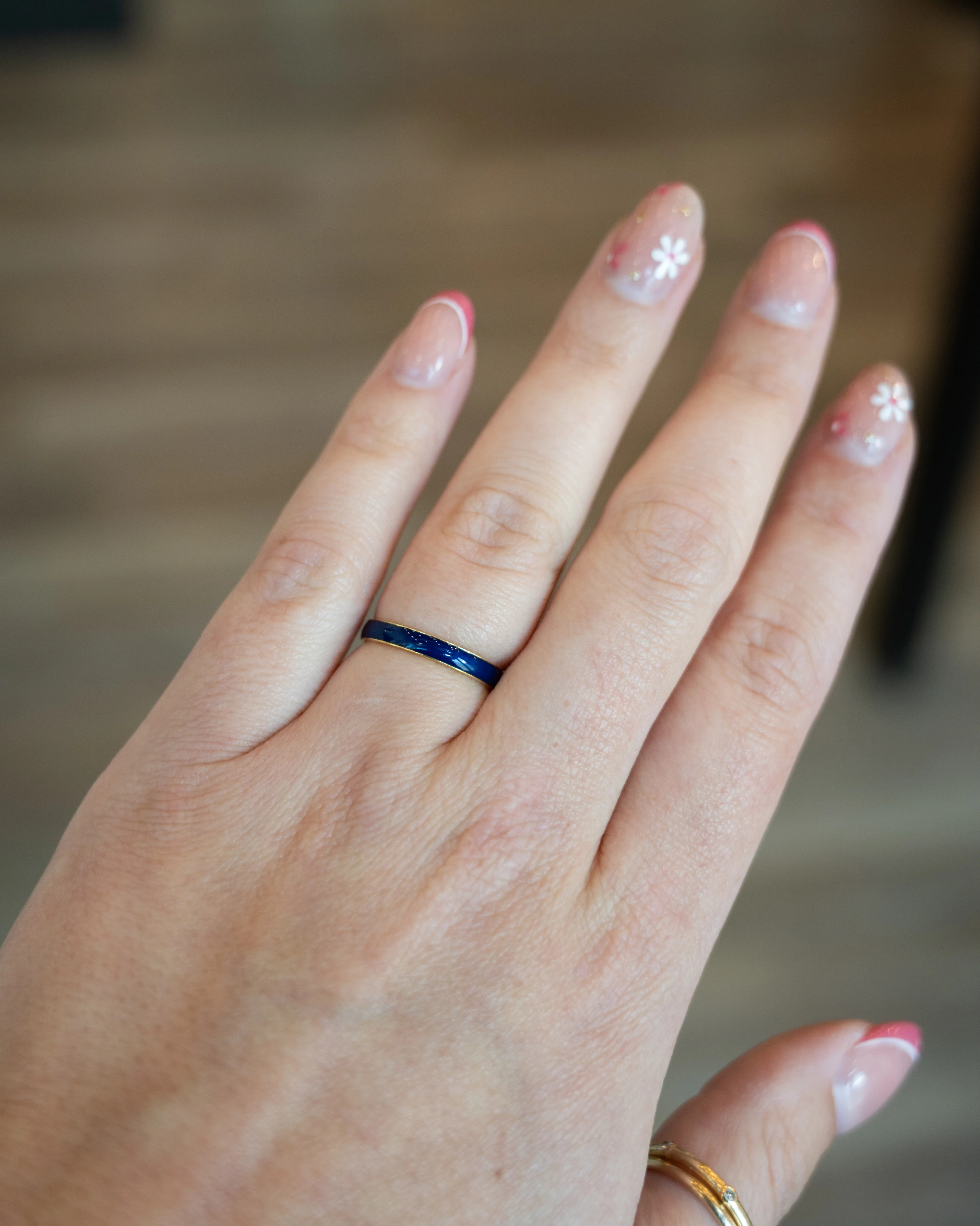 3mm Blue Enamel Stacking Band in 14k Yellow Gold - Image 7