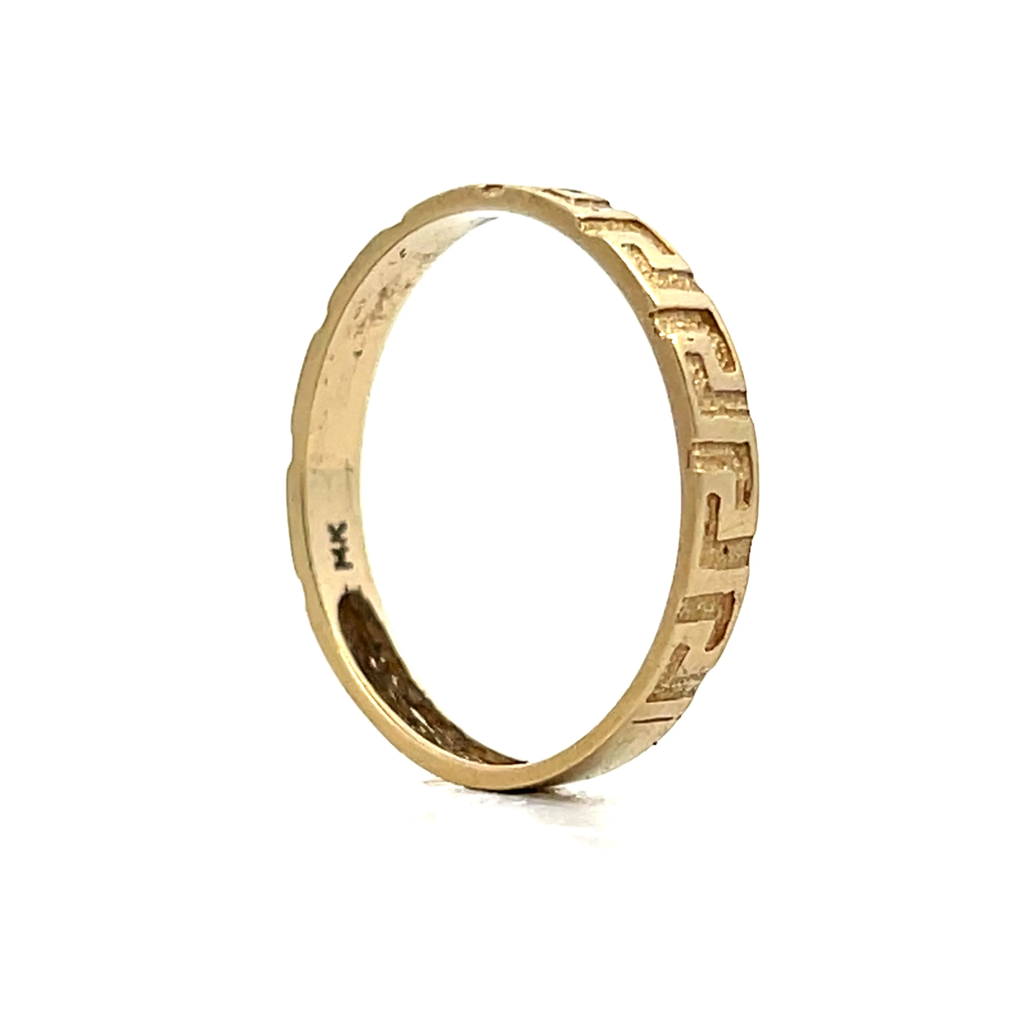 3mm Greek Key Wedding Band in 14k Yellow Gold - Image 4