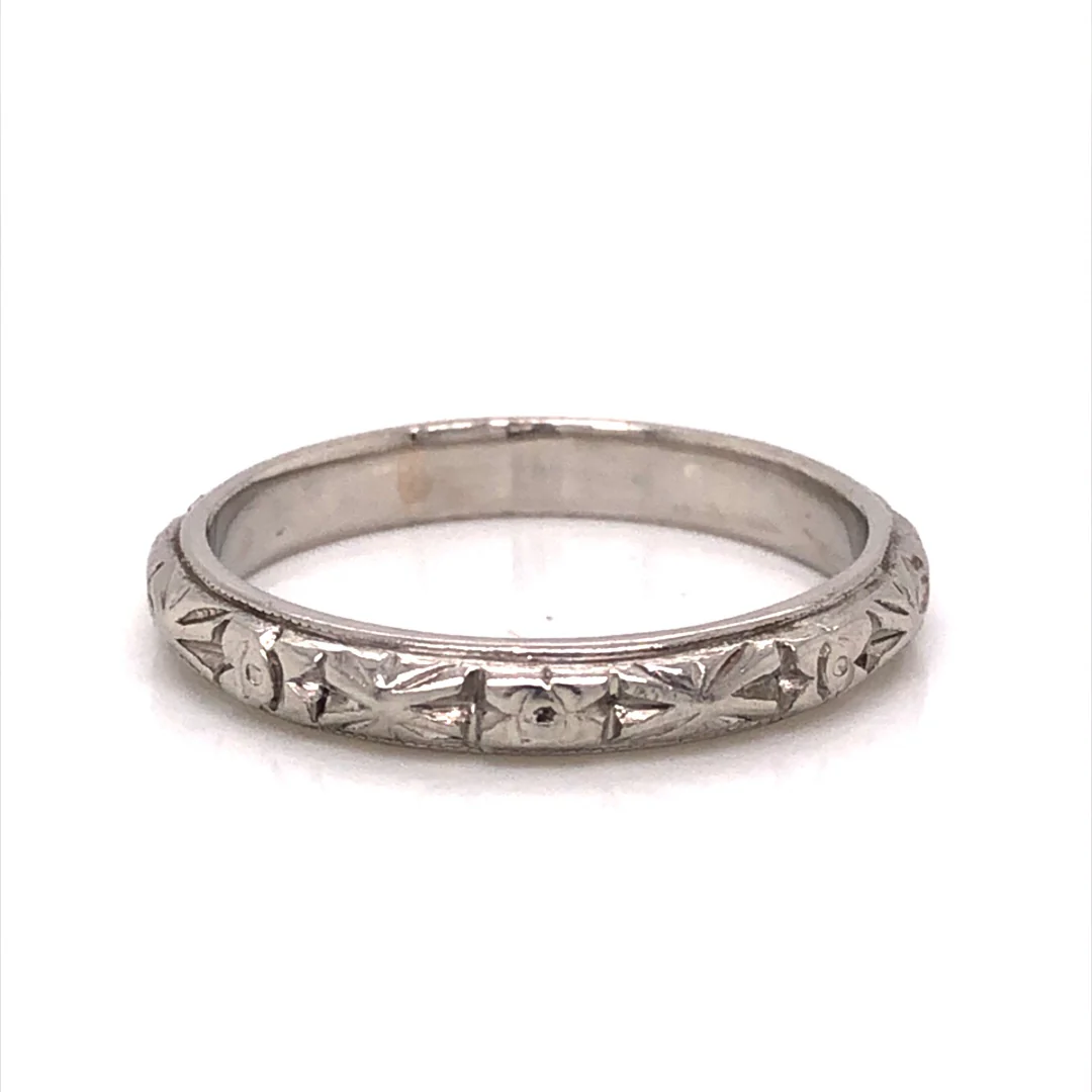 3mm Men's Art Deco Engraved Wedding Band in Platinum - Image 2