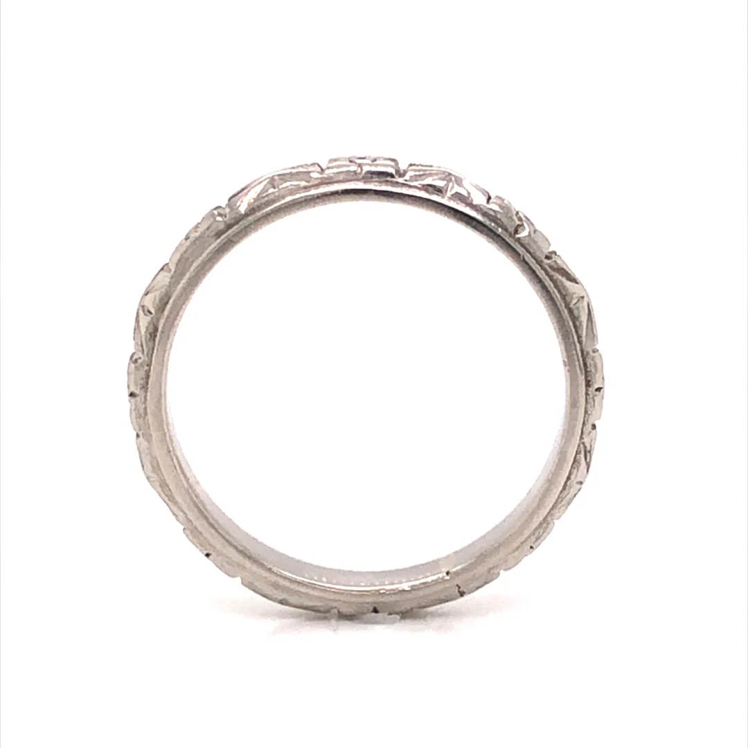 3mm Men's Art Deco Engraved Wedding Band in Platinum - Image 3