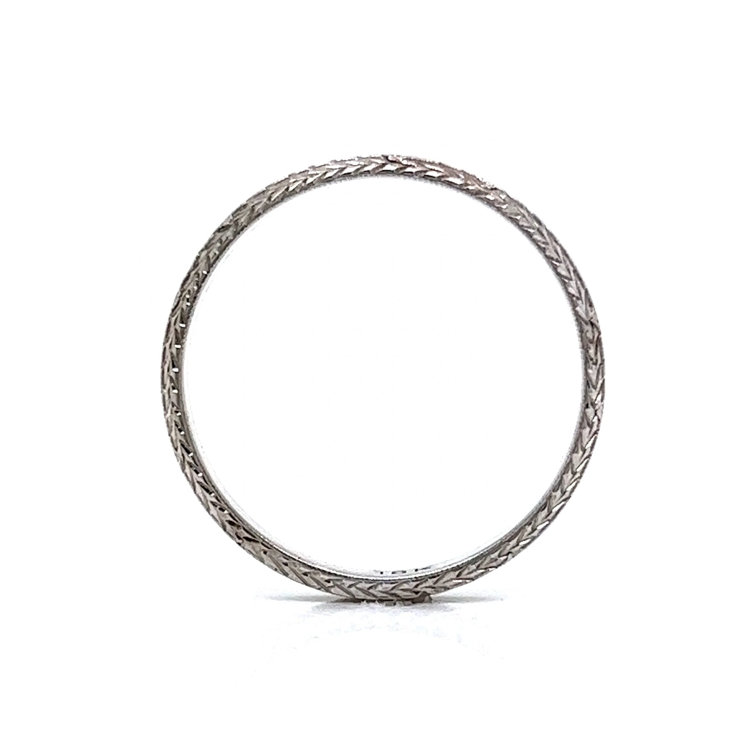3mm Men's Engraved Art Deco Wedding Band in 18k White Gold - Image 4