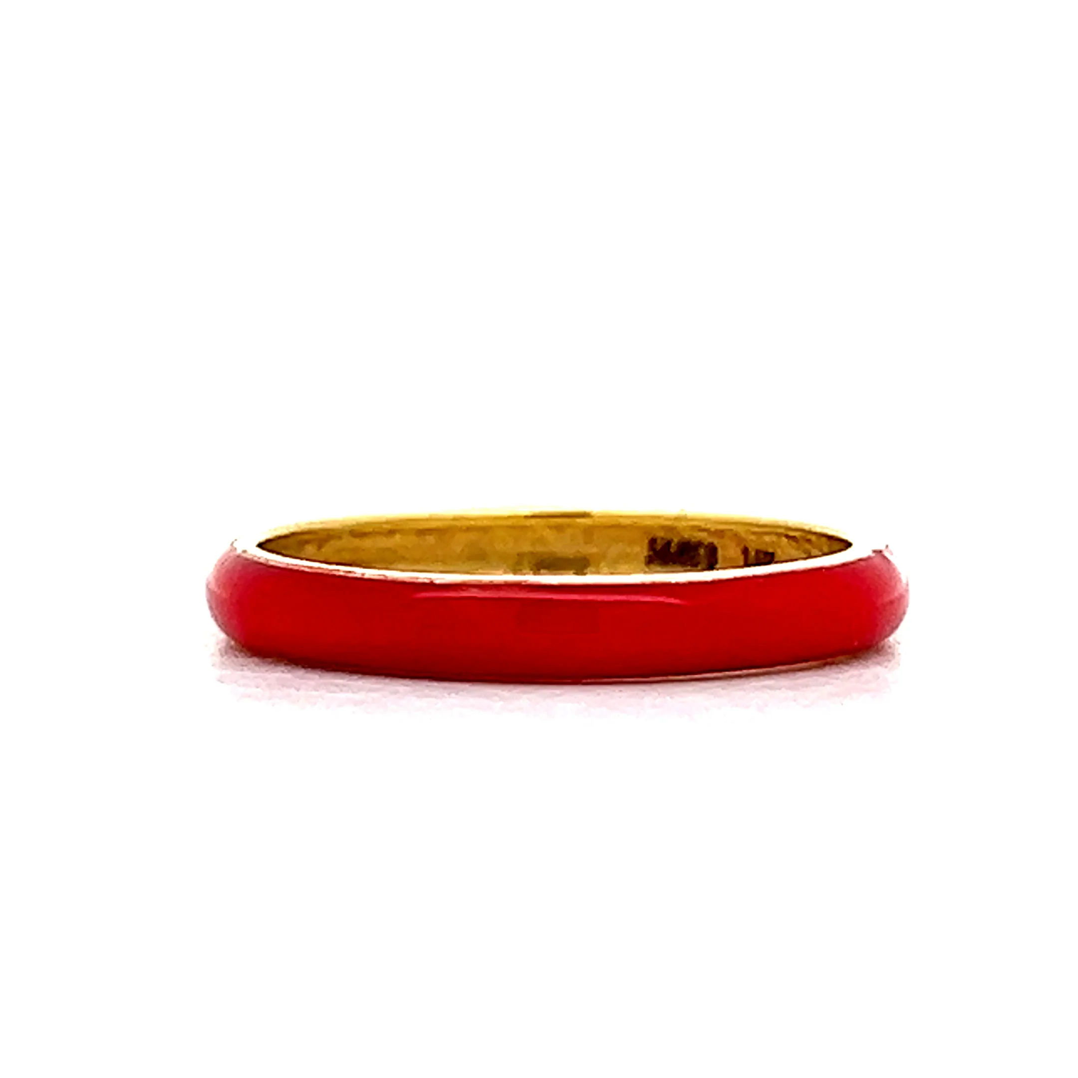3mm Red Enamel Stacking Band in 14k Yellow Gold - Image 2