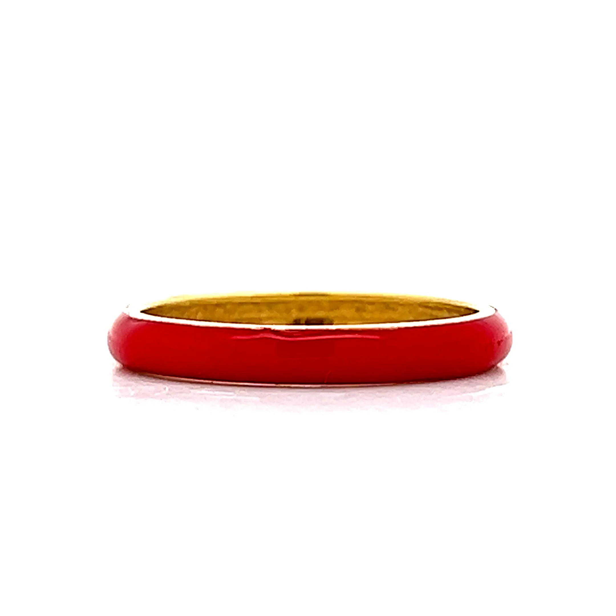 3mm Red Enamel Stacking Band in 14k Yellow Gold - Image 3