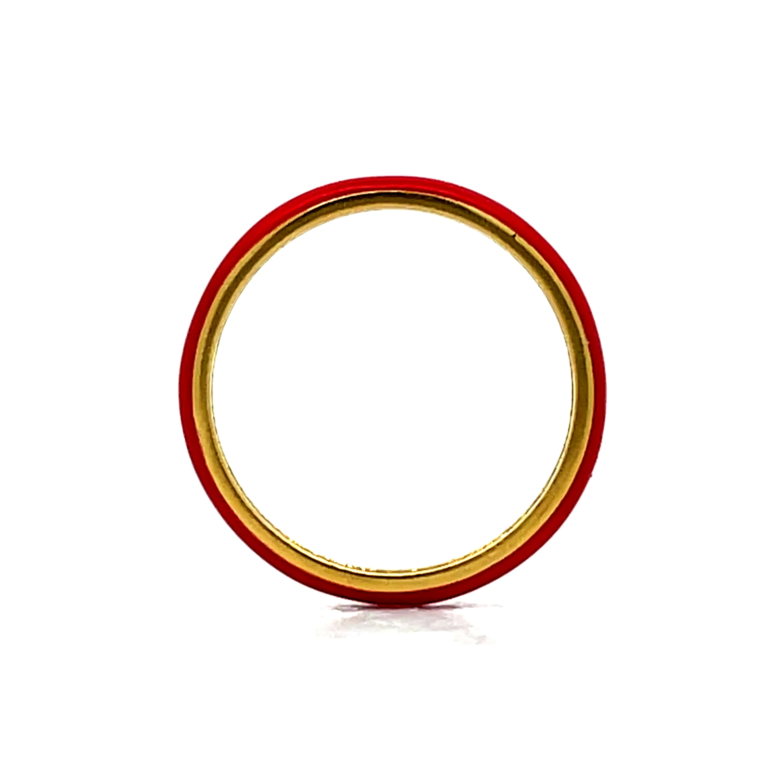 3mm Red Enamel Stacking Band in 14k Yellow Gold - Image 4